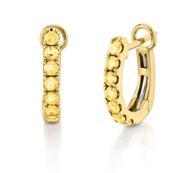 14KYG Light Citrine Huggie Hoop Earrings