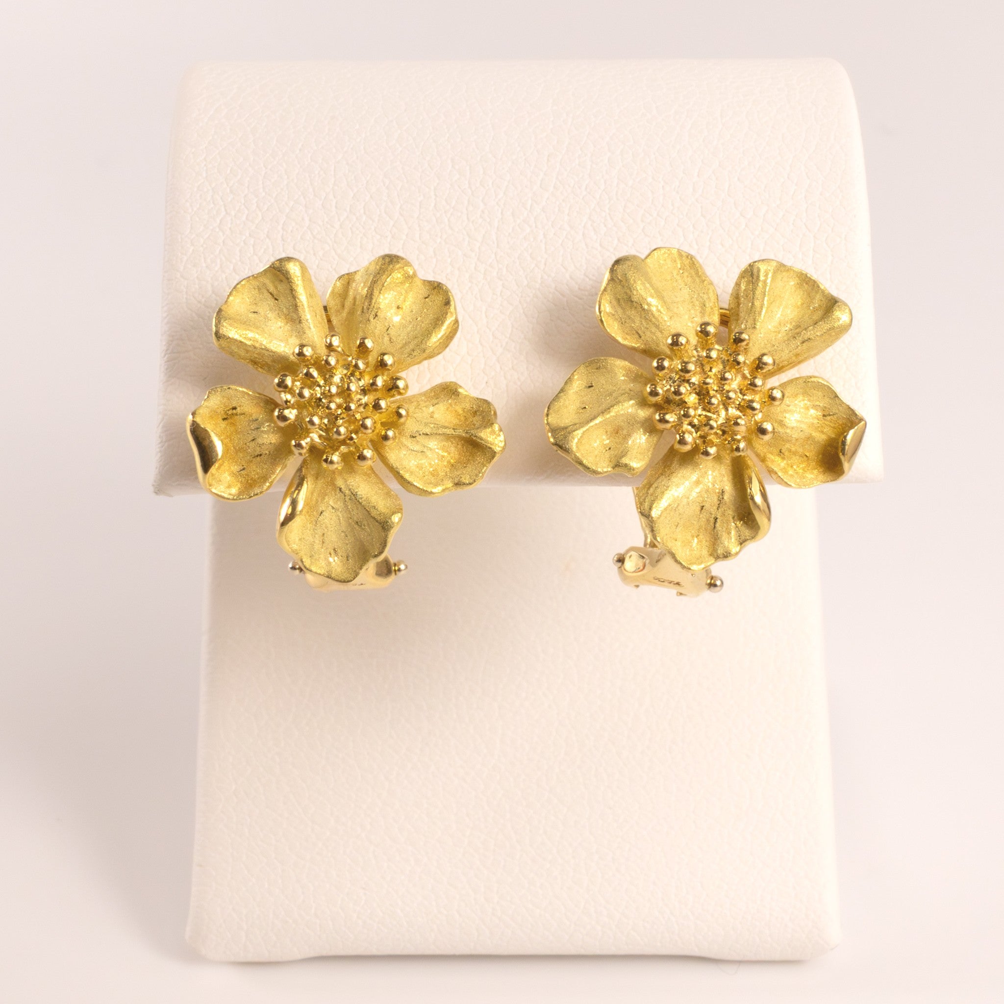 18KYG Tiffany & Co. Dogwood Flower Stud Earrings