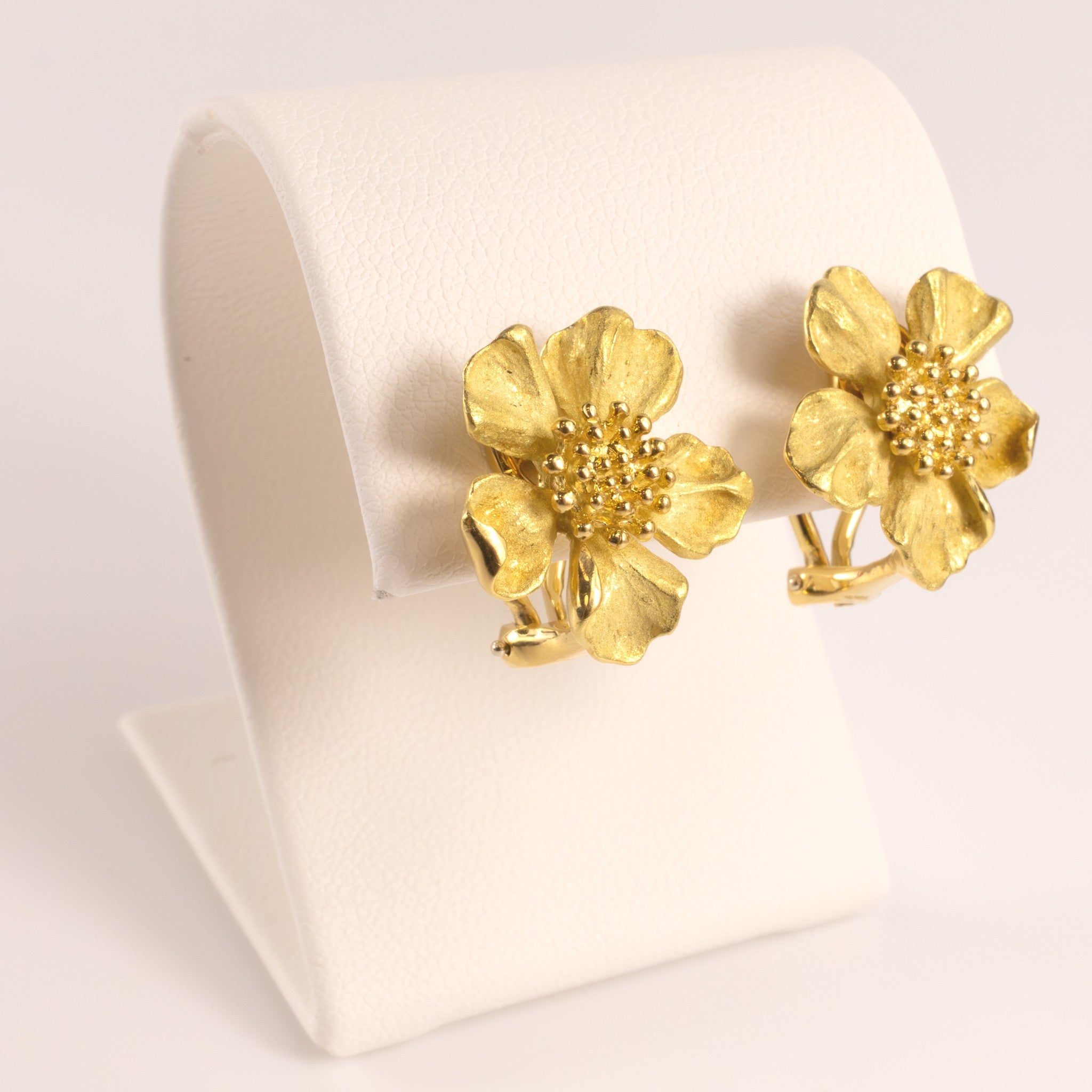18KYG Tiffany & Co. Dogwood Flower Stud Earrings