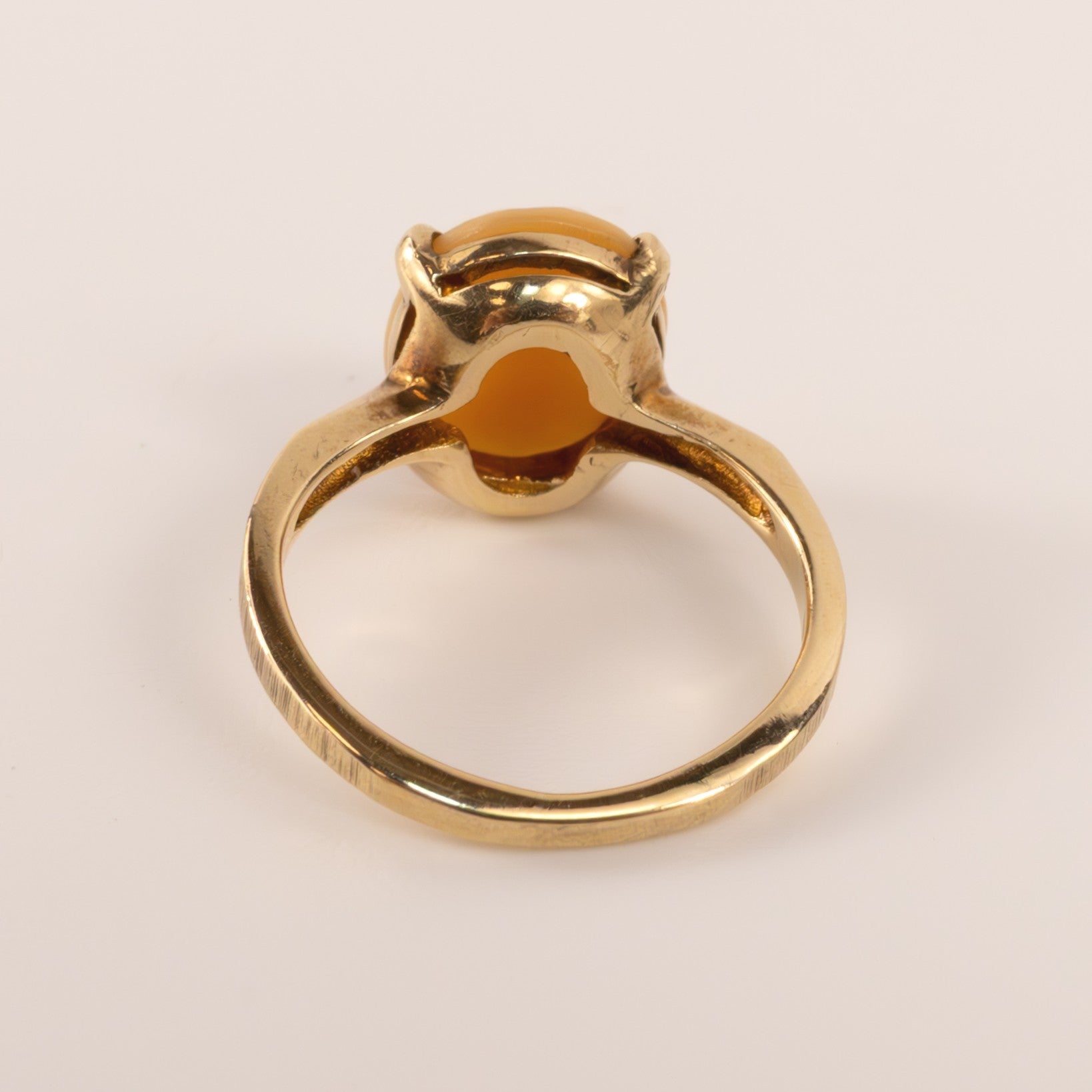 10KYG Vintage Portrait Cameo Brushed Finish Pinky Ring
