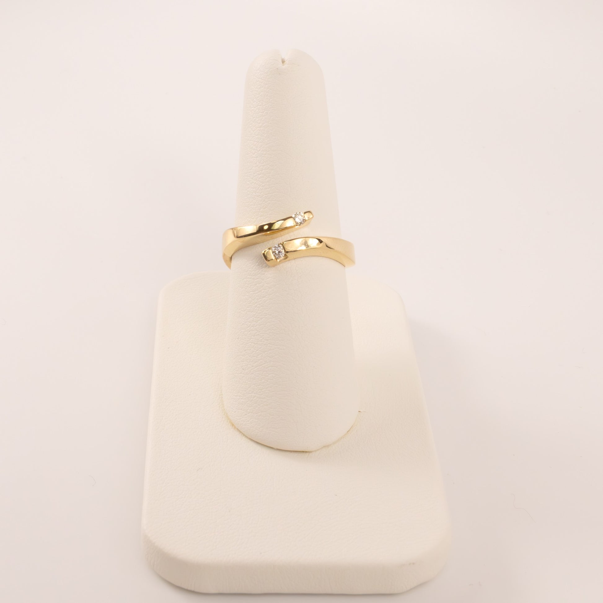 14KYG Diamond Tapered Bypass Euro Shank Ring