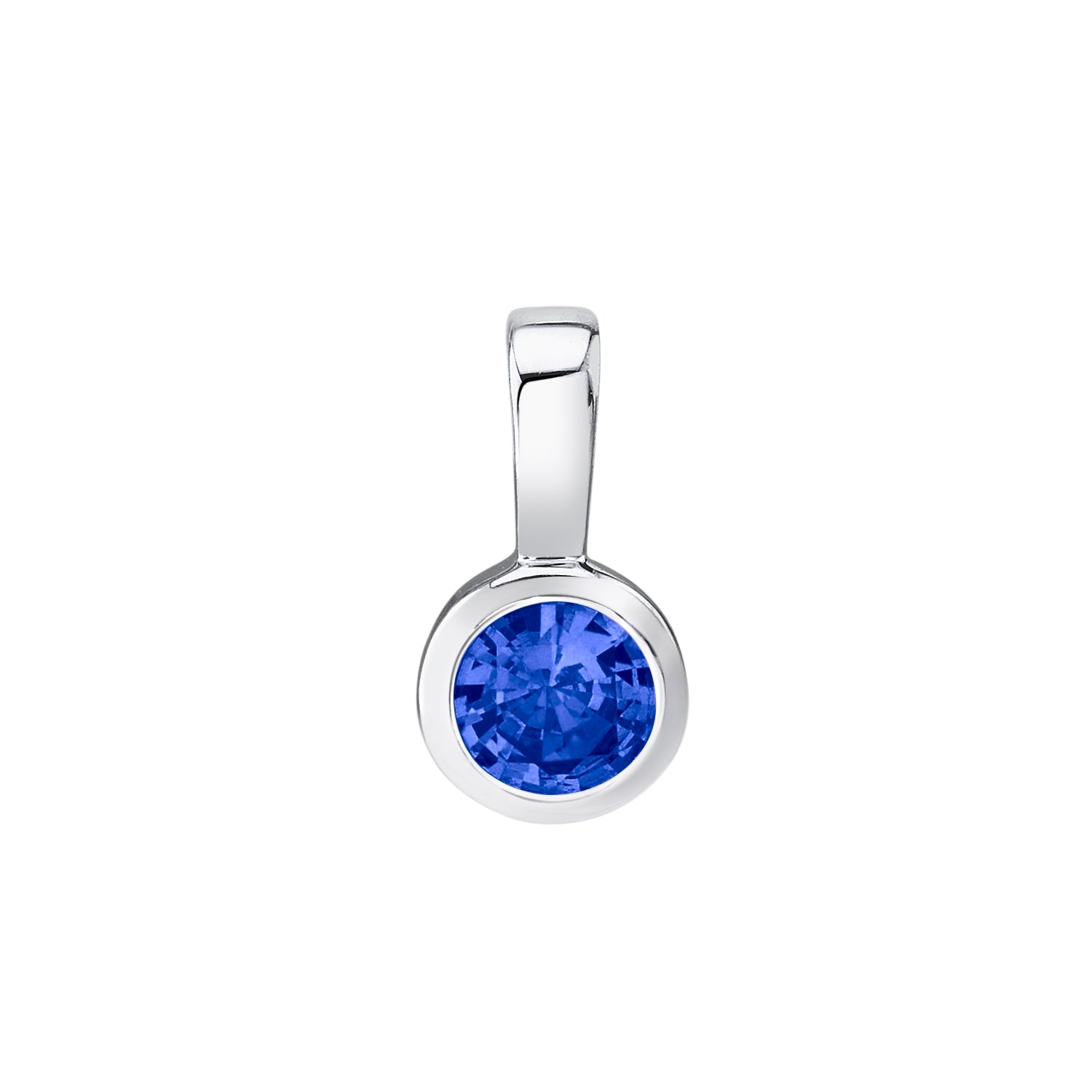 14KWG Blue Sapphire Bezel Set Pendant