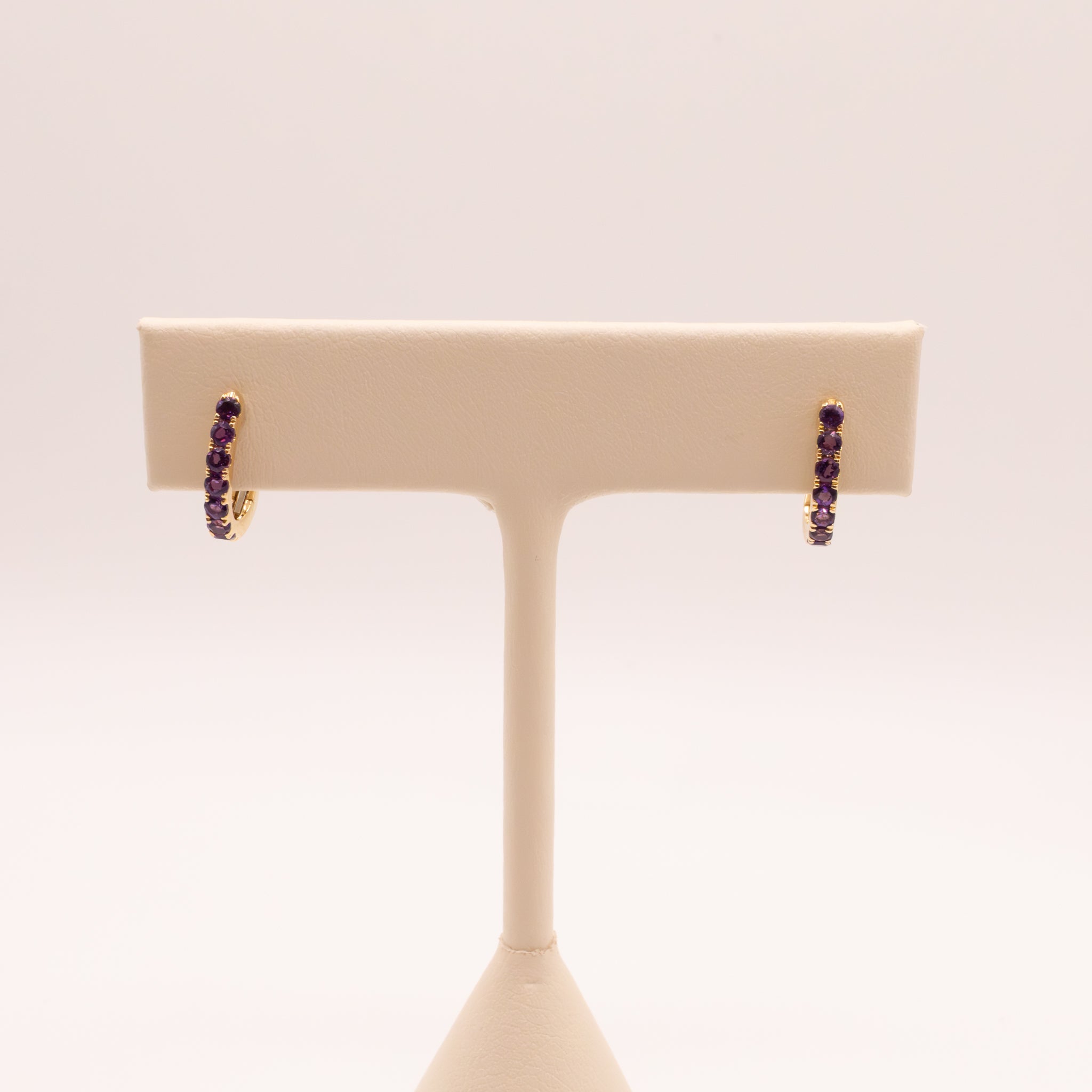 14KYG Amethyst Huggie Hoop Earrings