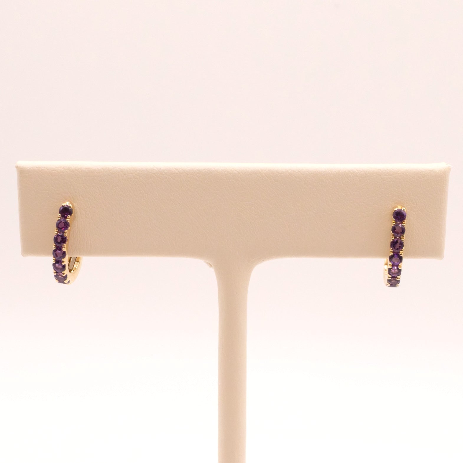 14KYG Amethyst Huggie Hoop Earrings