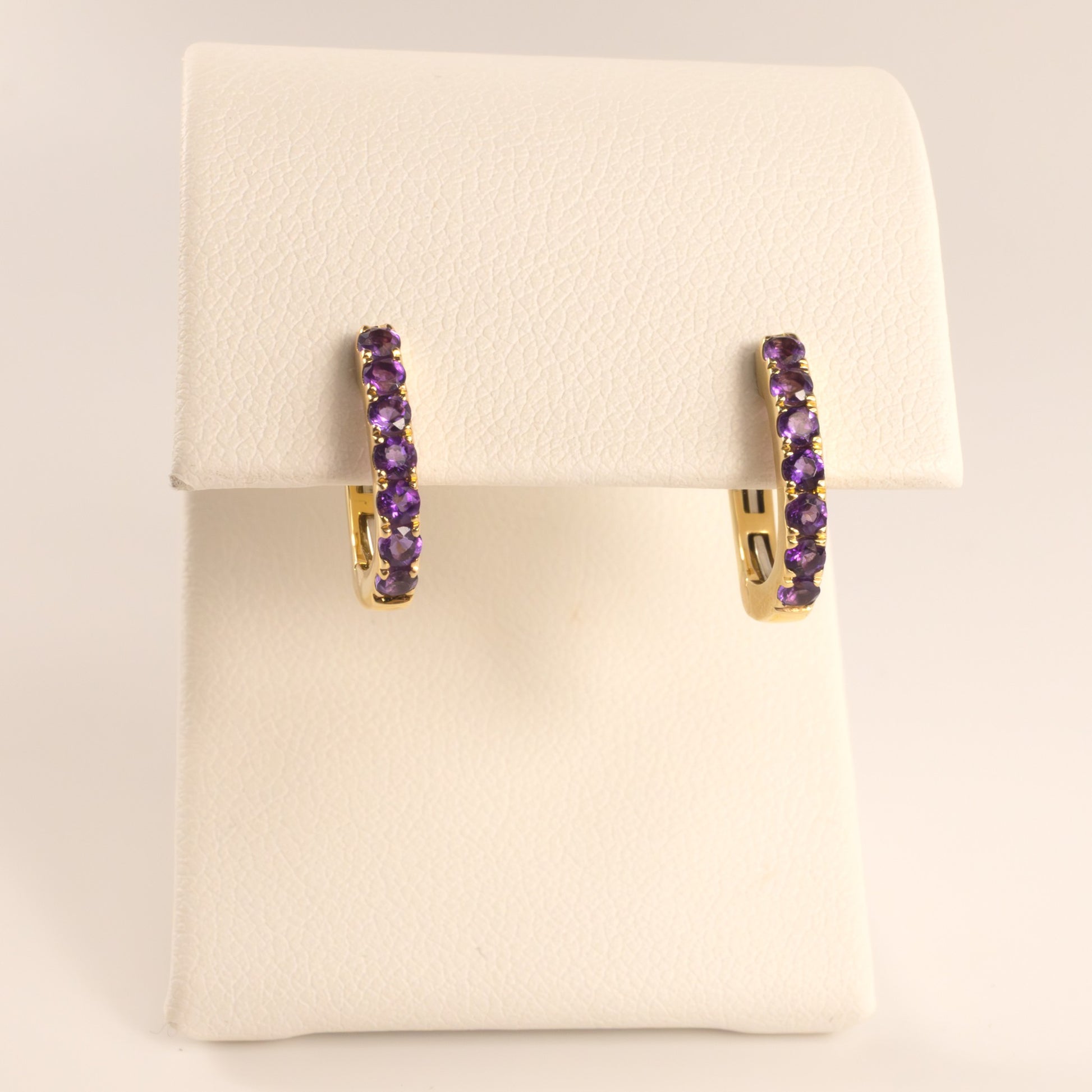 14KYG Amethyst Huggie Hoop Earrings