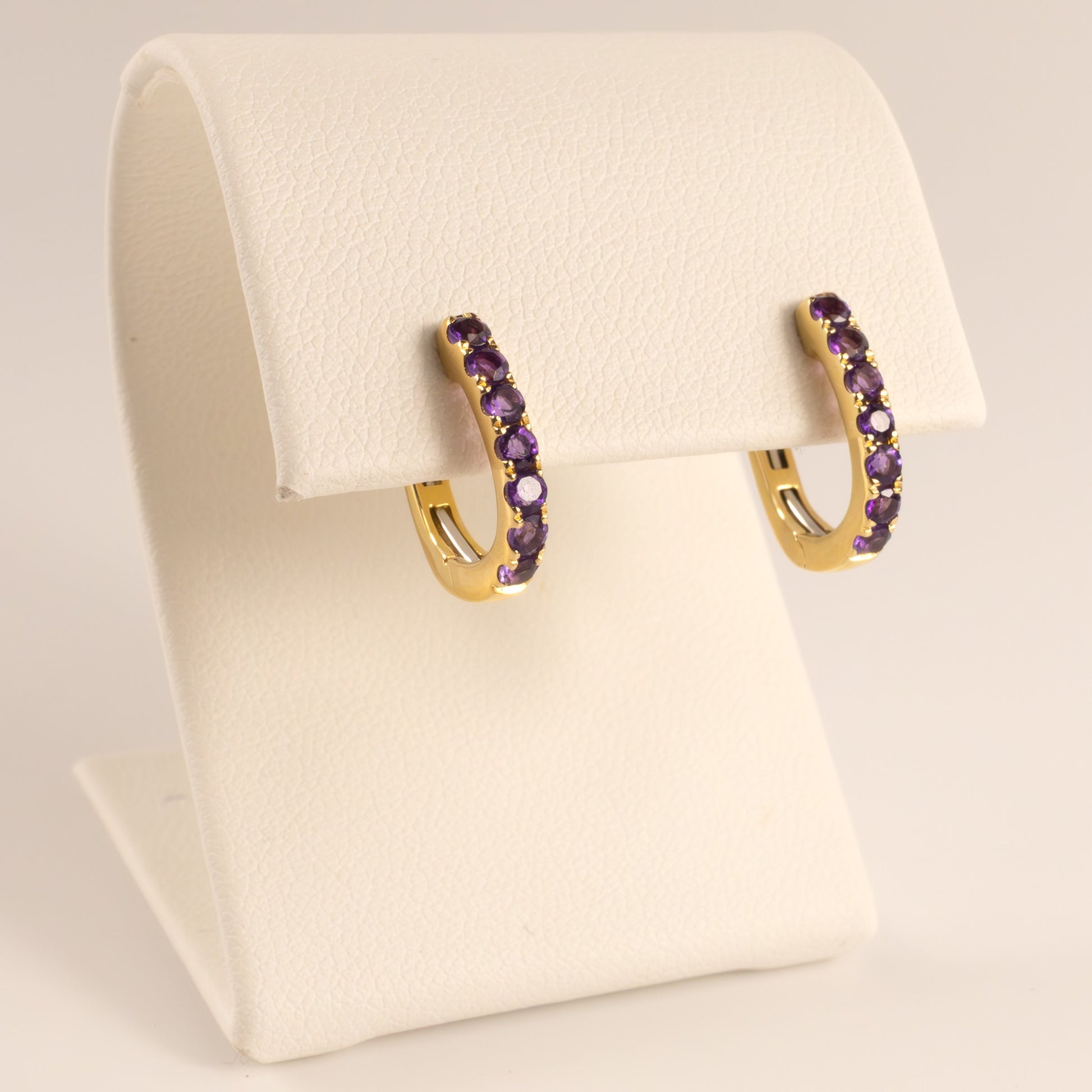 14KYG Amethyst Huggie Hoop Earrings