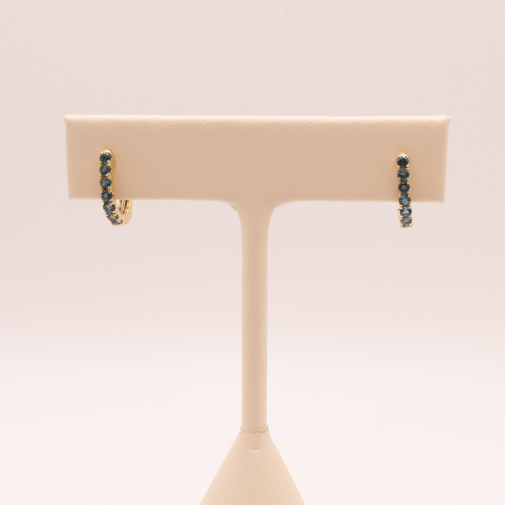 14KYG London Blue Topaz Huggies