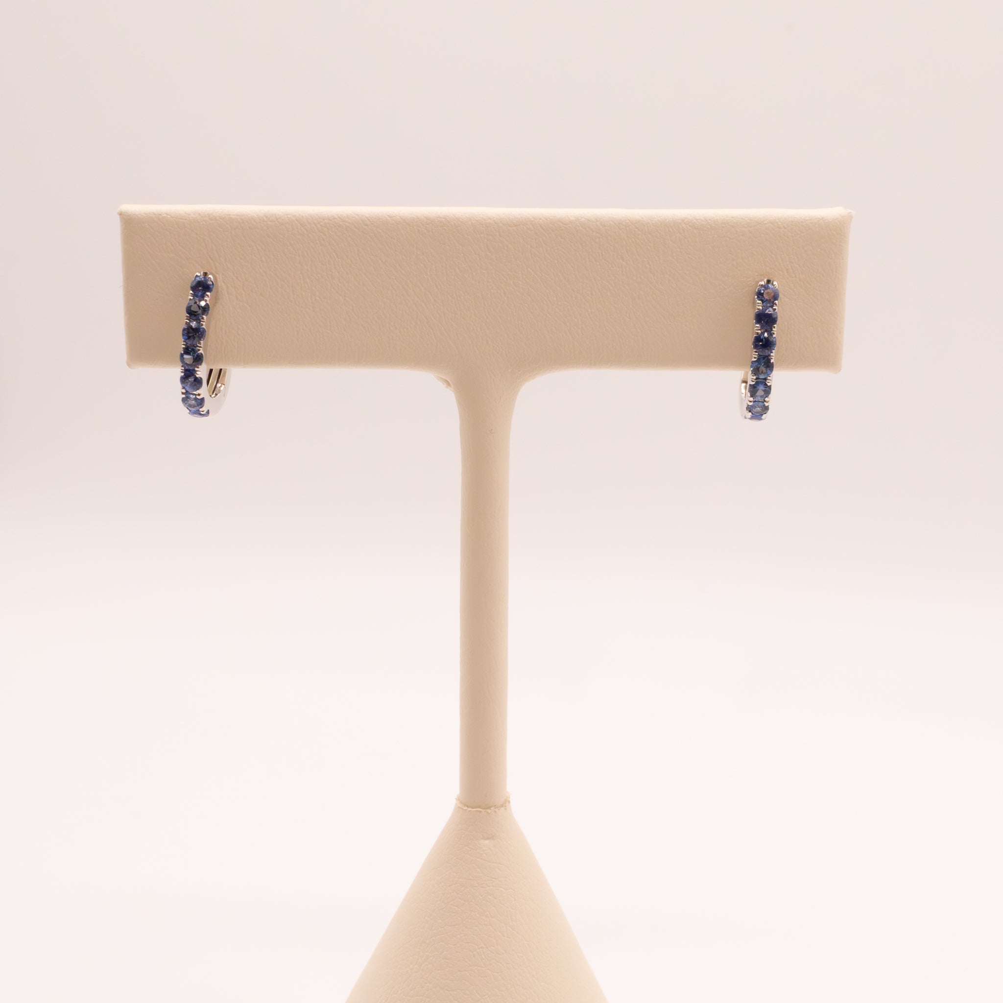 14KWG Blue Sapphire Huggie Earrings