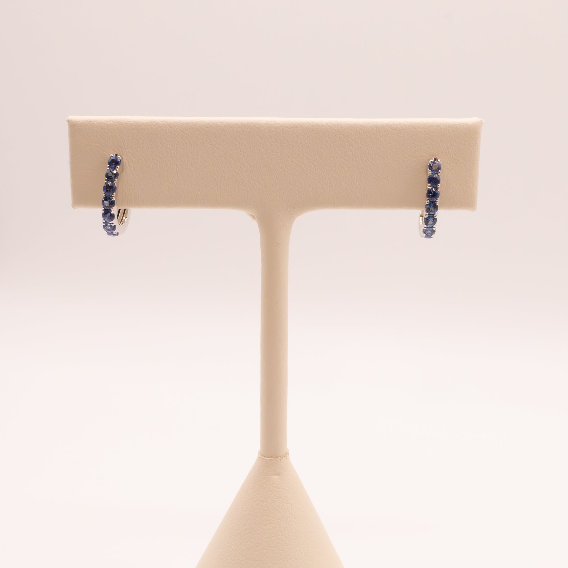 14KWG Blue Sapphire Huggie Earrings