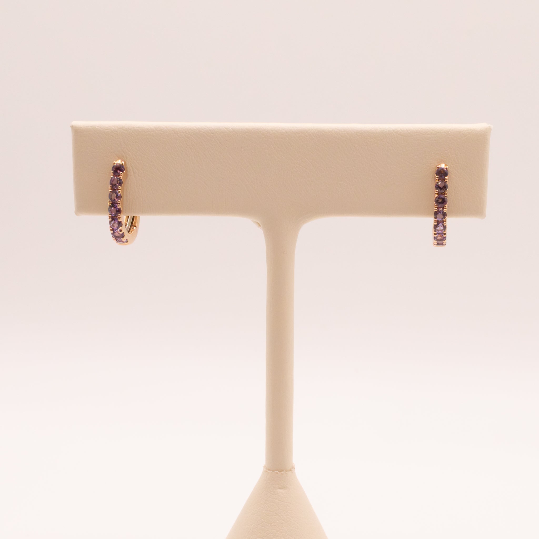 14KRG Lavender Amethyst Huggie Earrings