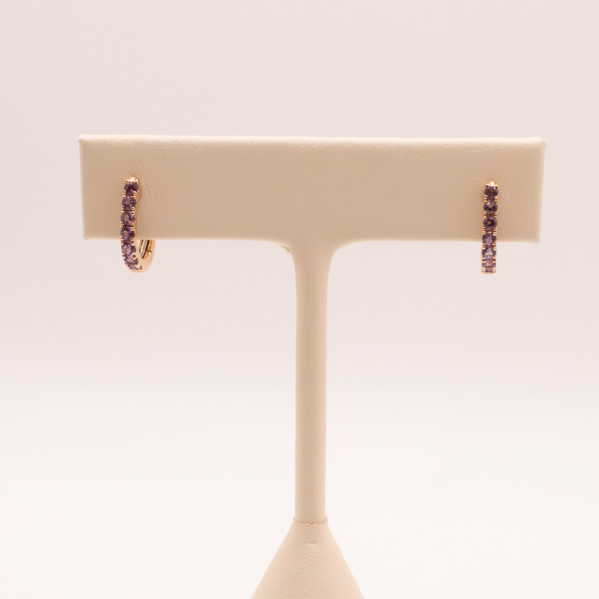 14KRG Lavender Amethyst Huggie Earrings