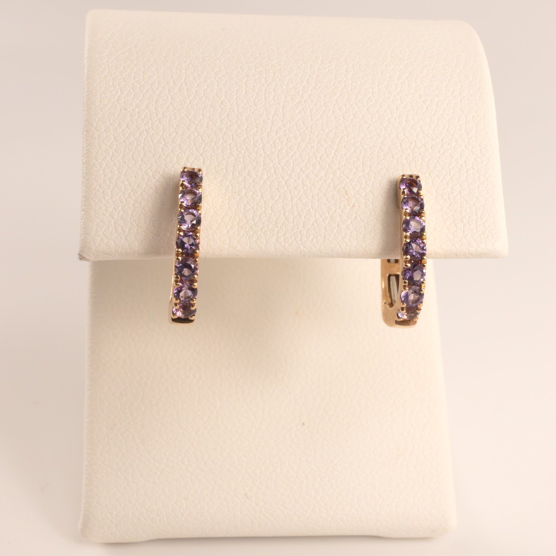 14KRG Lavender Amethyst Huggie Hoop Earrings