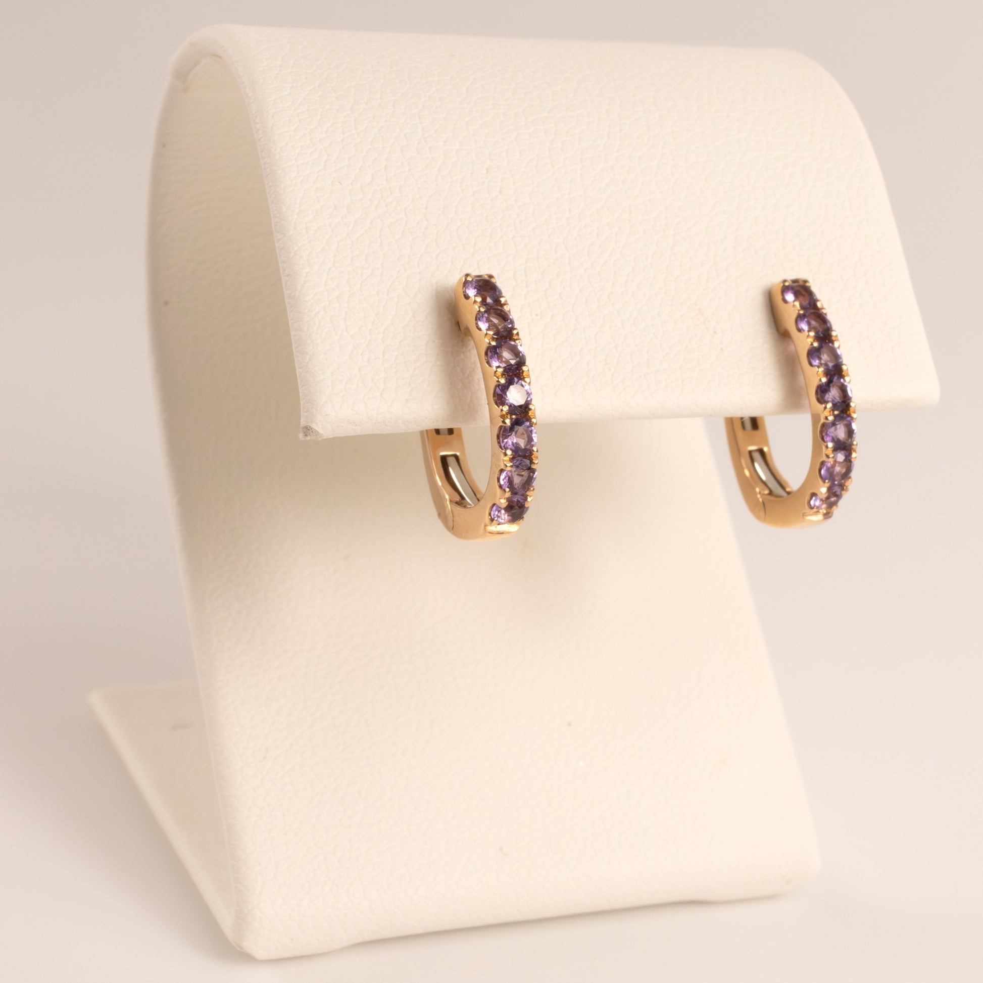 14KRG Lavender Amethyst Huggie Hoop Earrings