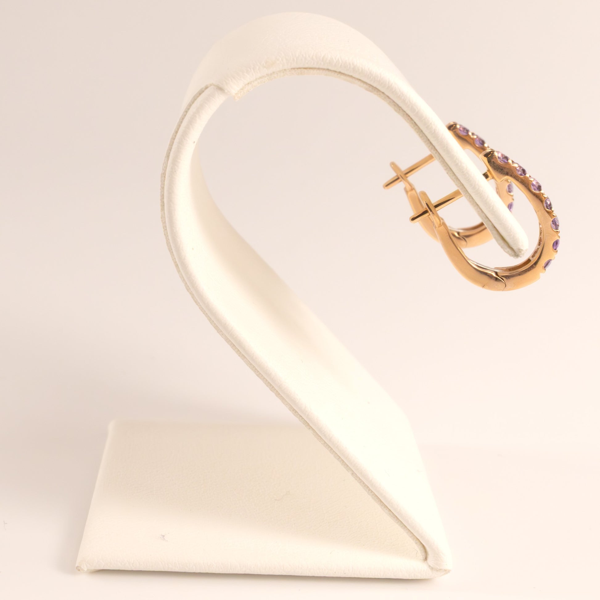 14KRG Lavender Amethyst Huggie Hoop Earrings