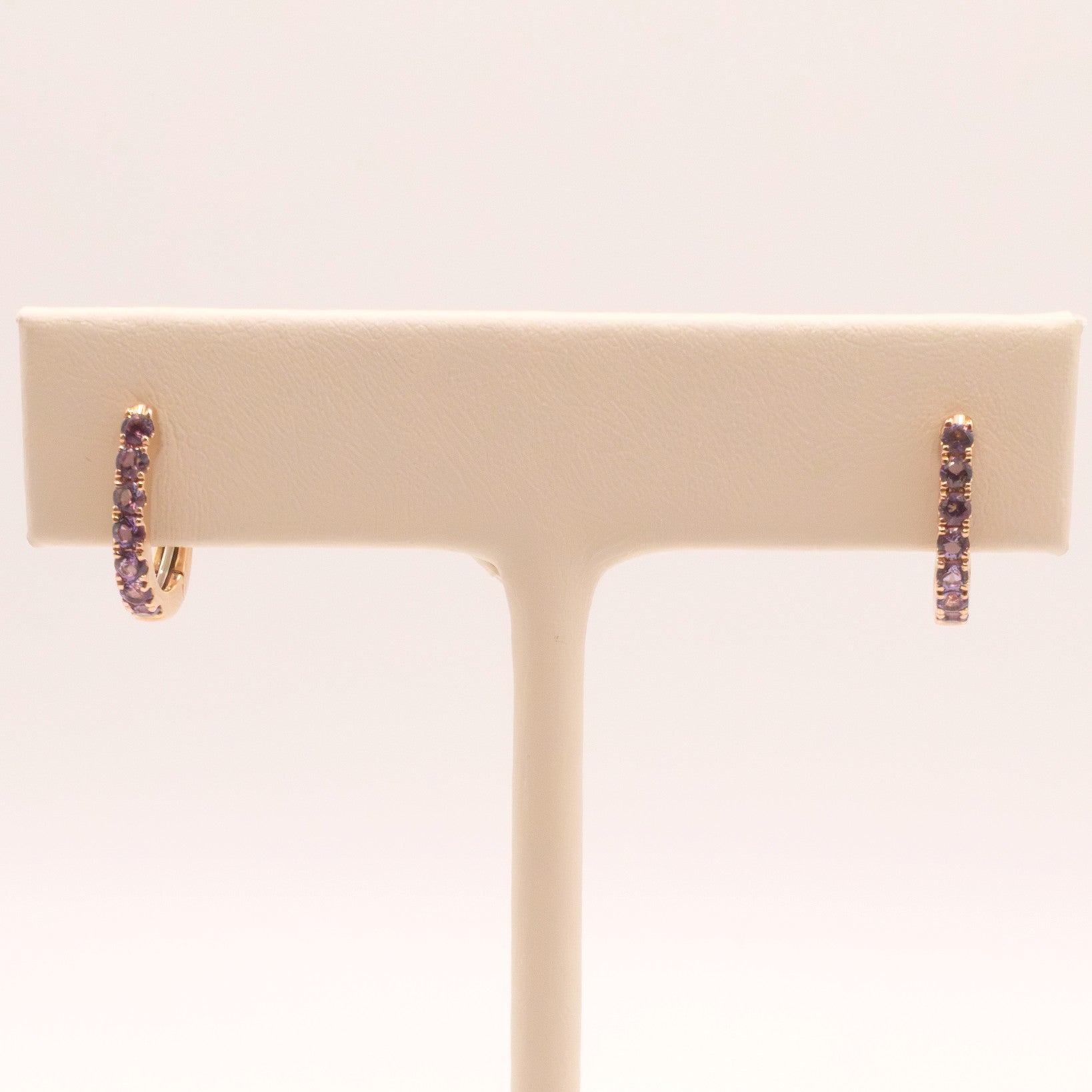 14KRG Lavender Amethyst Huggie Hoop Earrings