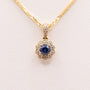 14KYG Blue Sapphire and Diamond Pendant