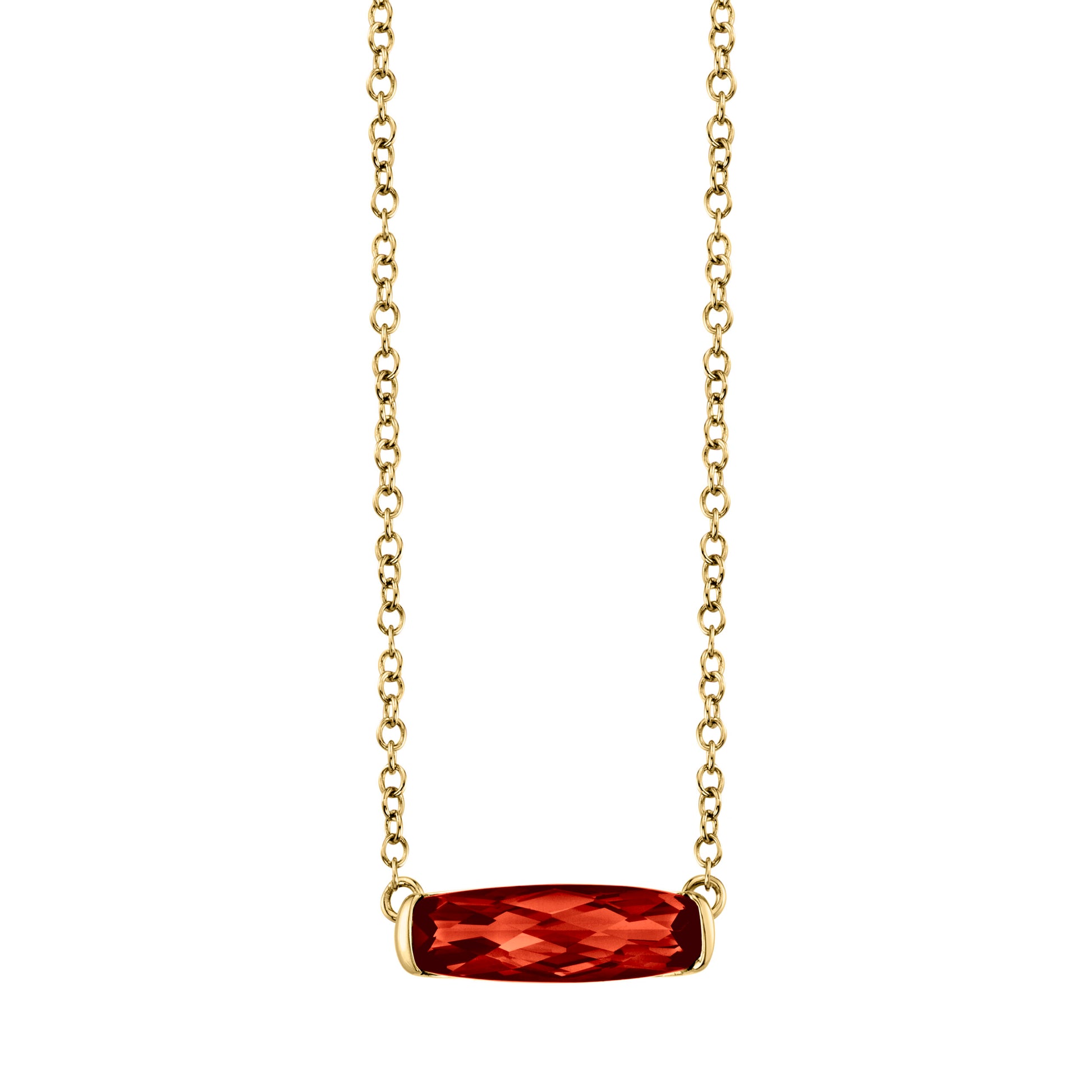 14KYG Garnet East West Necklace