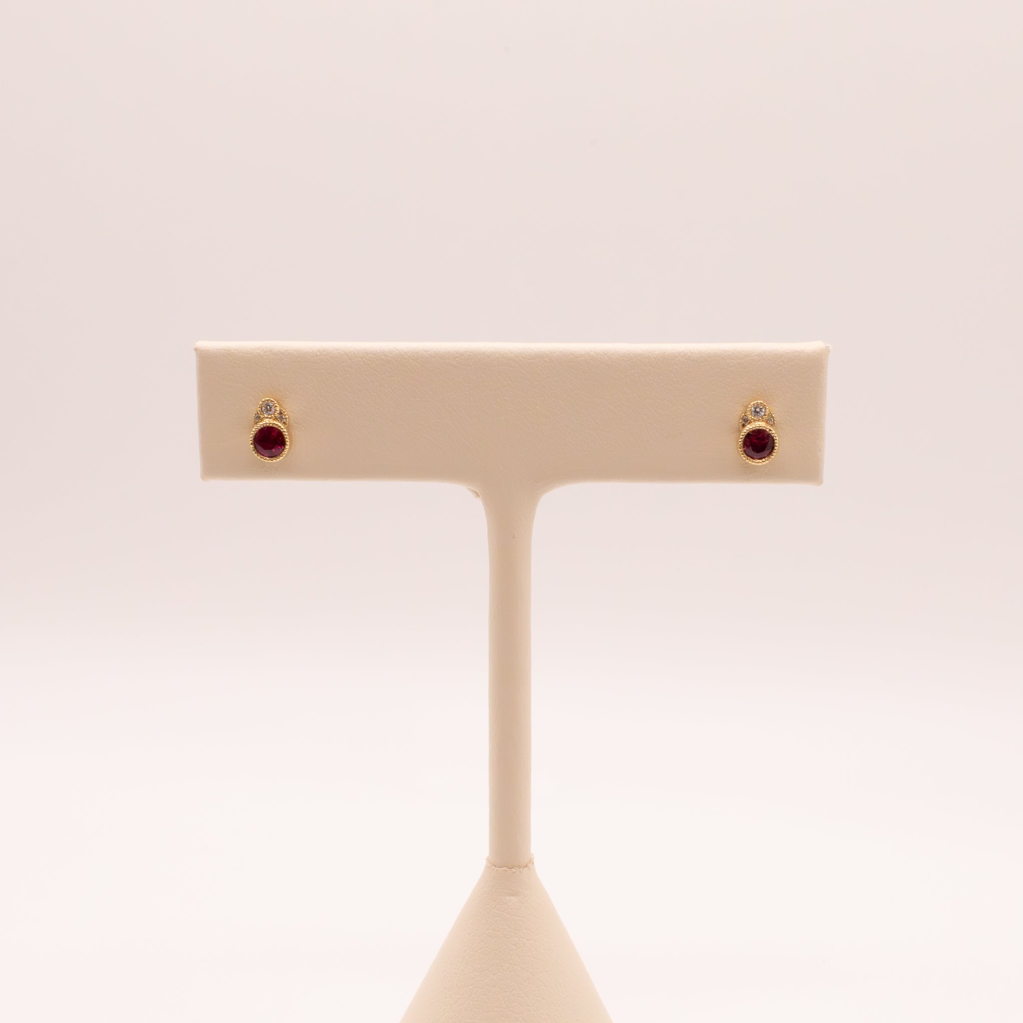 14KYG Ruby and Diamond Stud Earrings