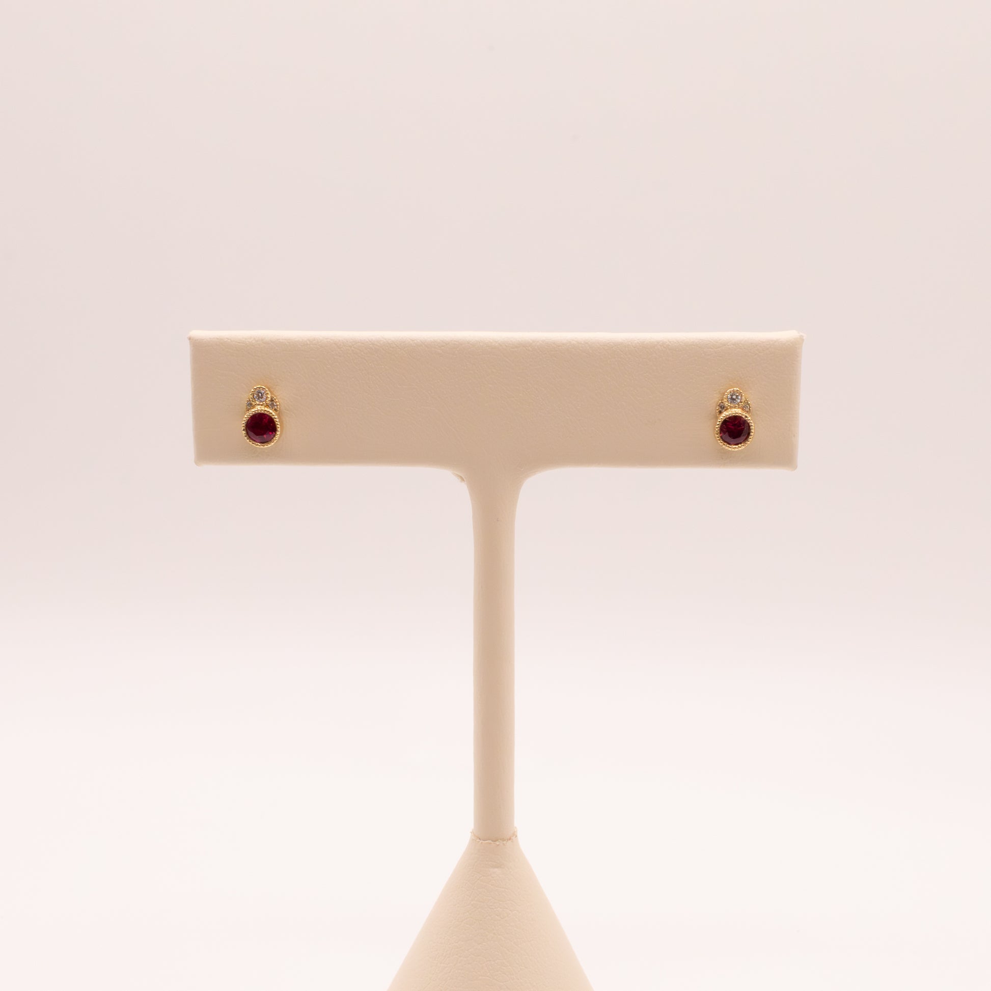 14KYG Ruby and Diamond Stud Earrings