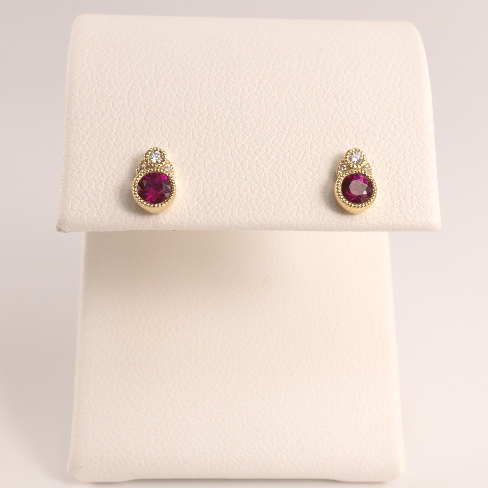 14KYG Ruby and Diamond Stud Earrings