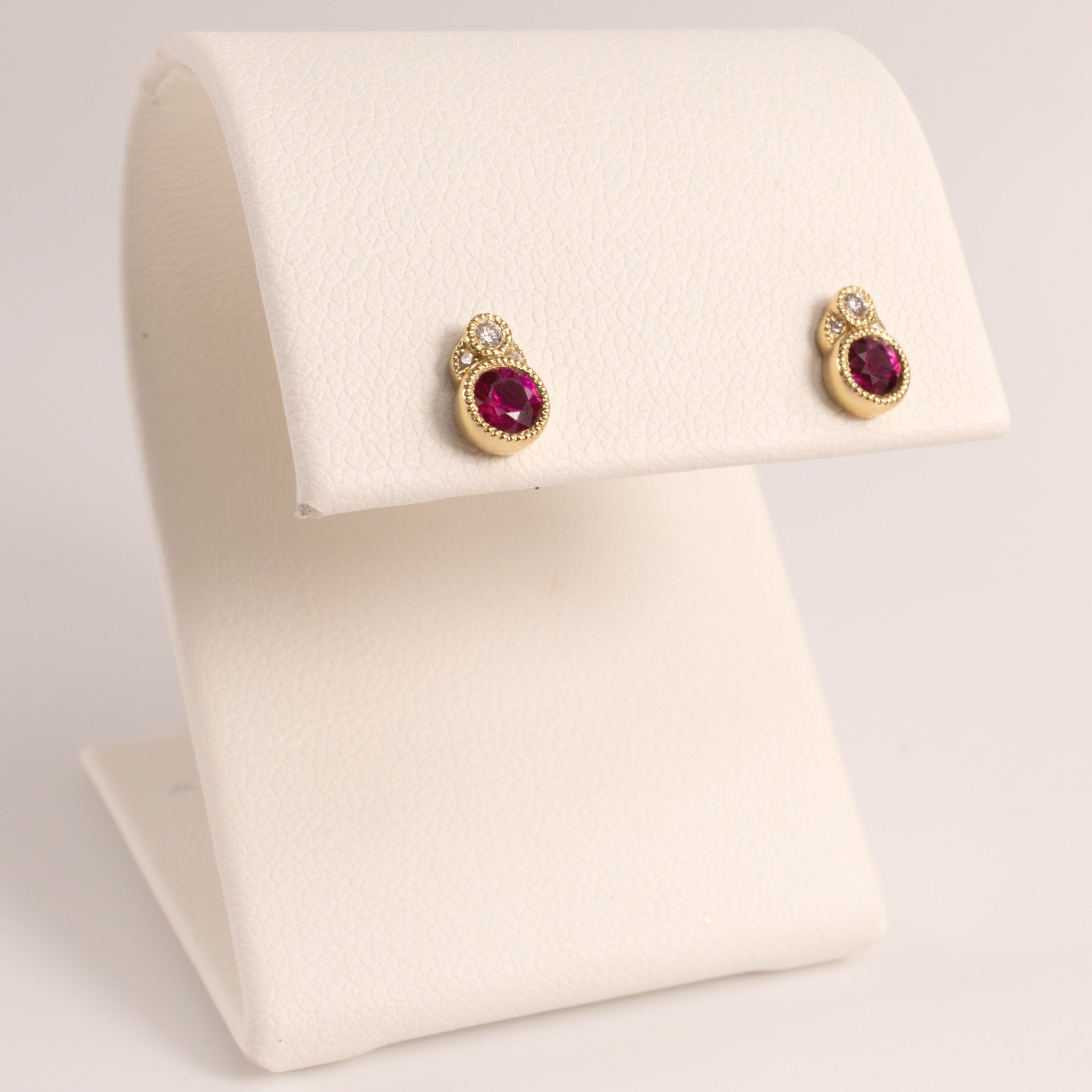 14KYG Ruby and Diamond Stud Earrings