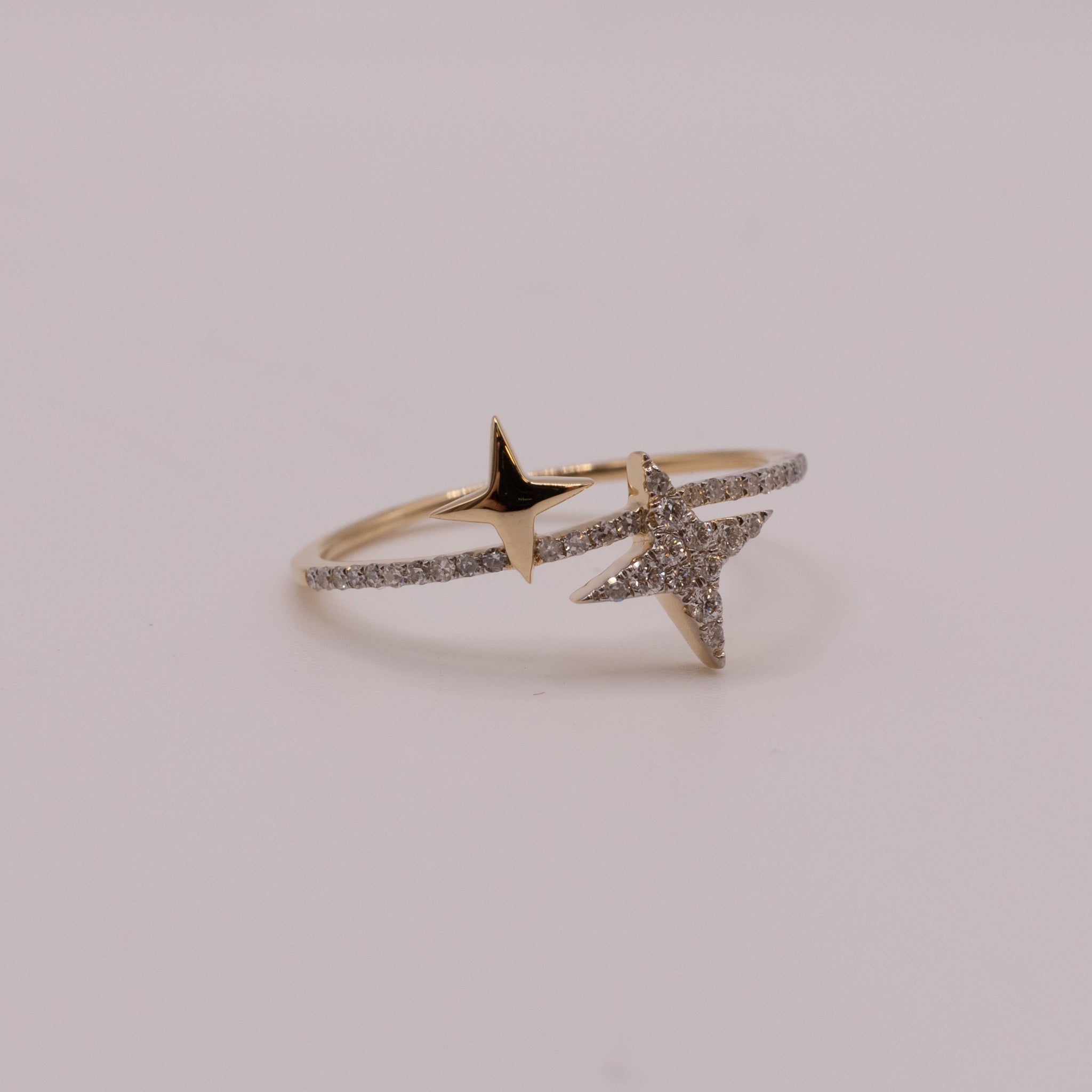 14KYG Diamond Double Star Ring