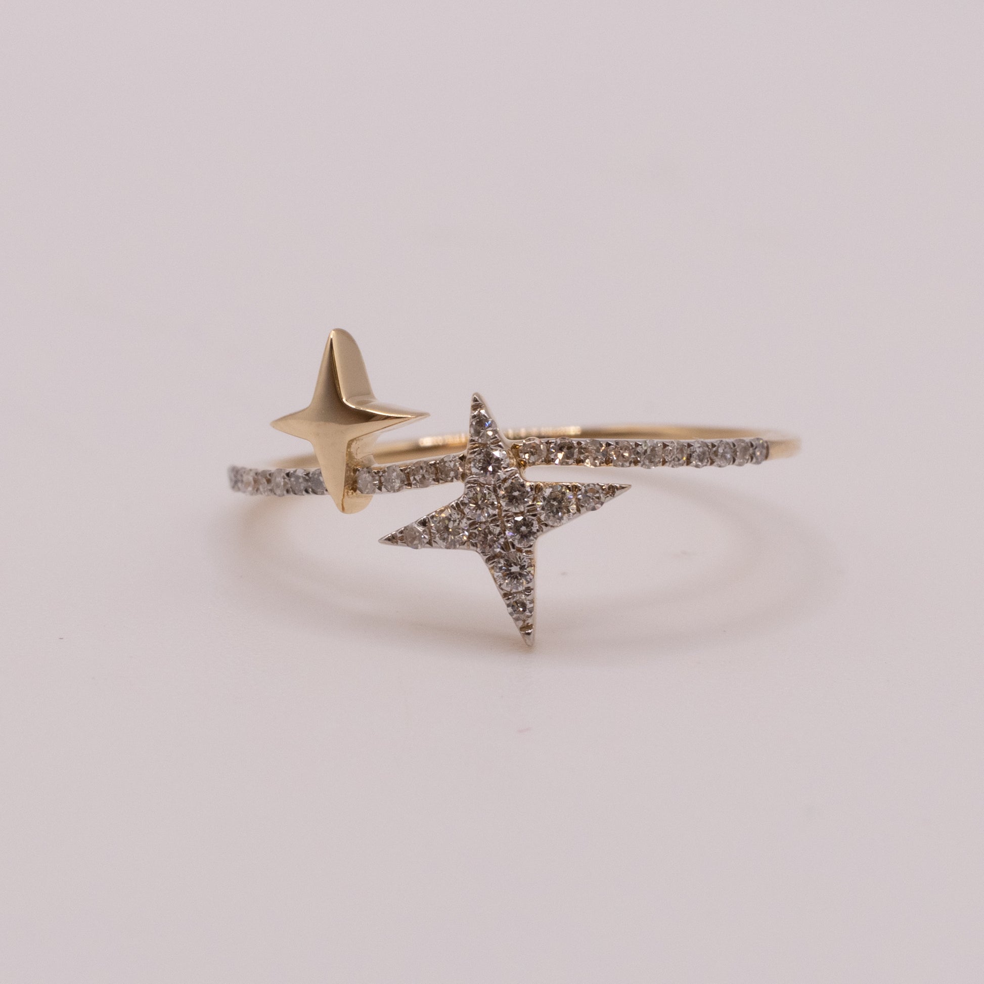 14KYG Diamond Double Star Ring