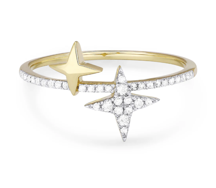 14KYG Diamond Double Star Ring