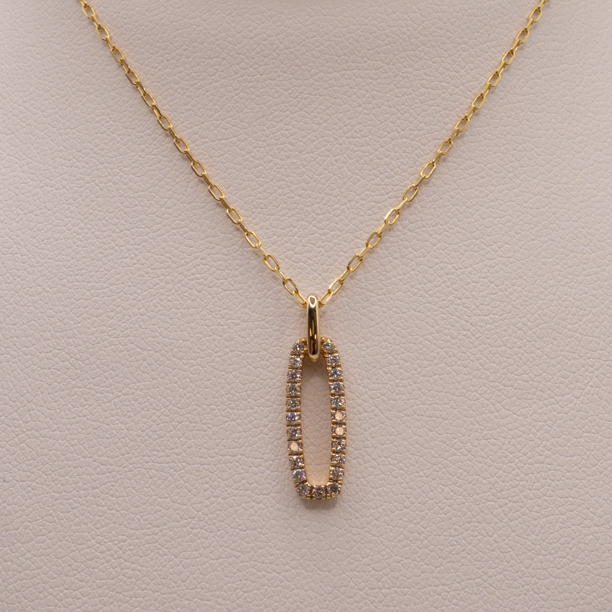 14KYG Diamond Oval Paper Clip Necklace