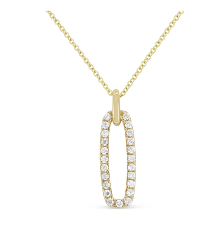 14KYG Diamond Oval Paper Clip Necklace