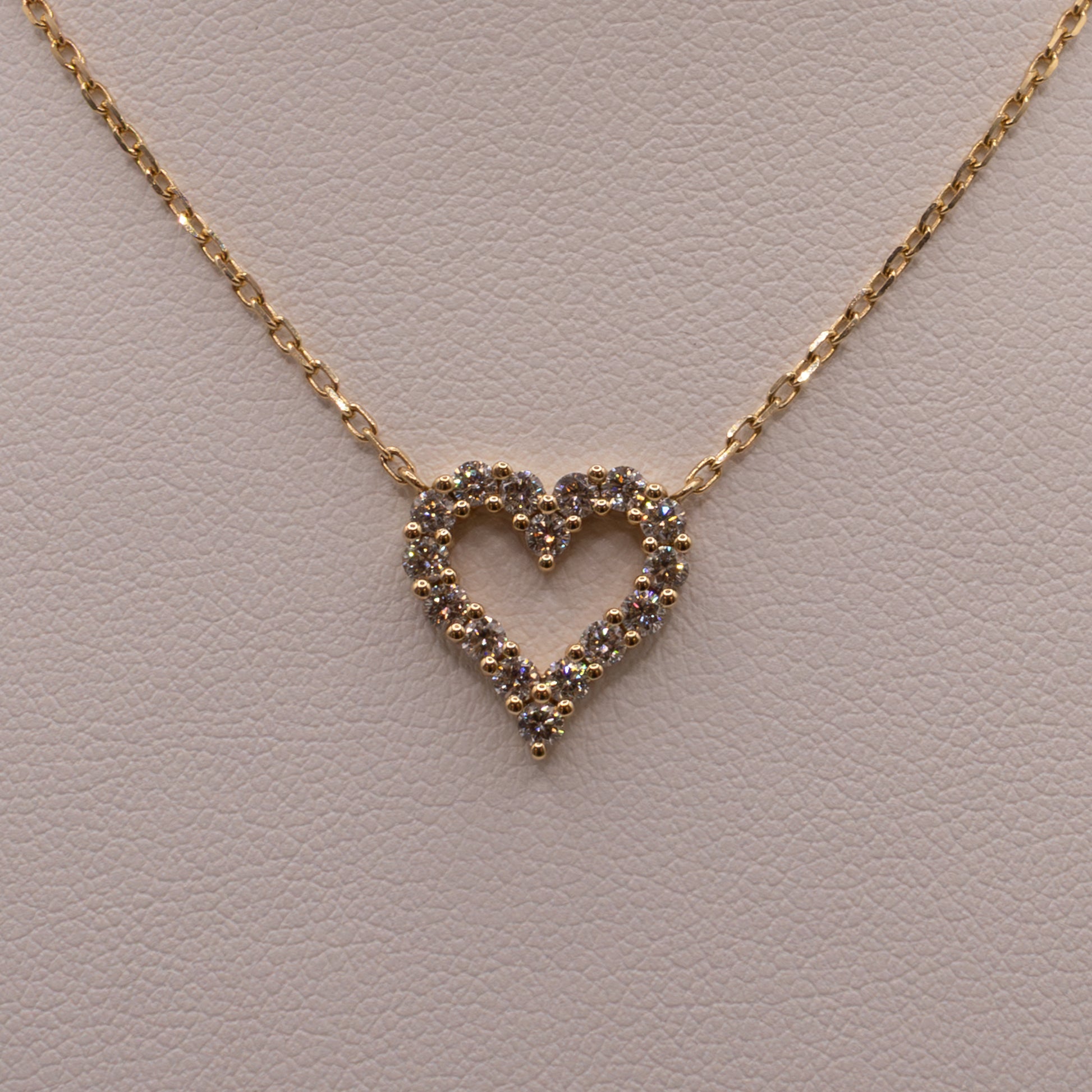 14KYG Diamond Open Heart Necklace