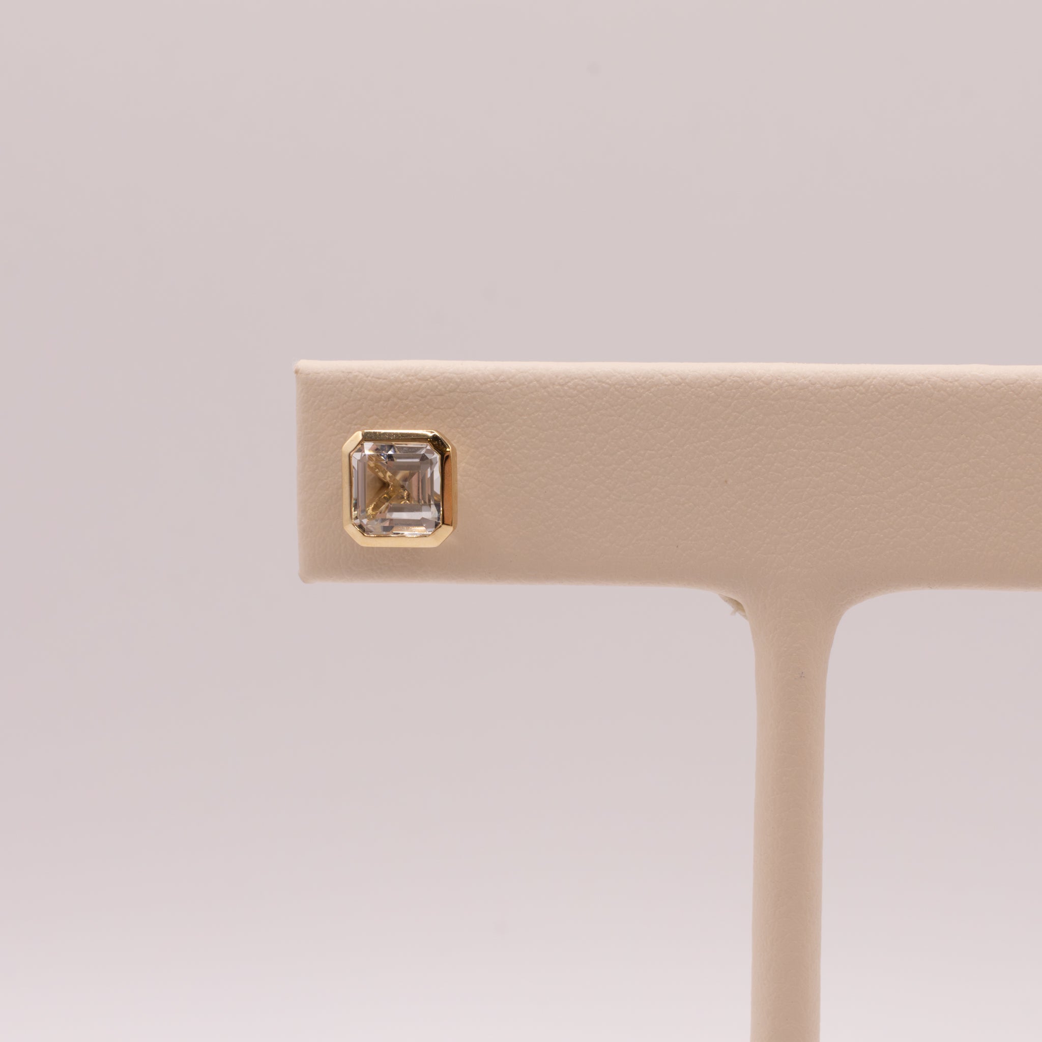 14KYG White Topaz Bezel Set Stud Earrings