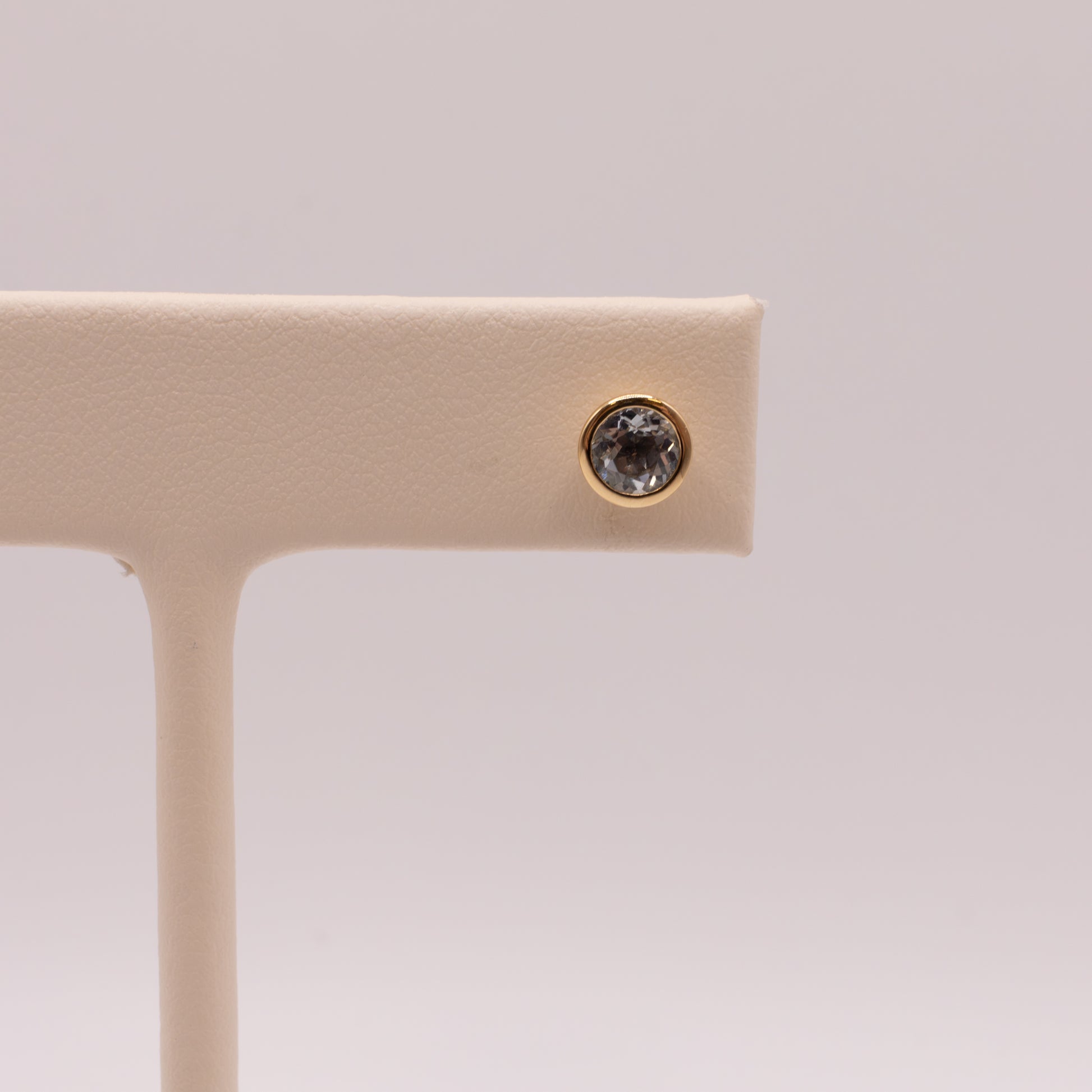 14KYG Aquamarine Bezel Set Stud Earrings