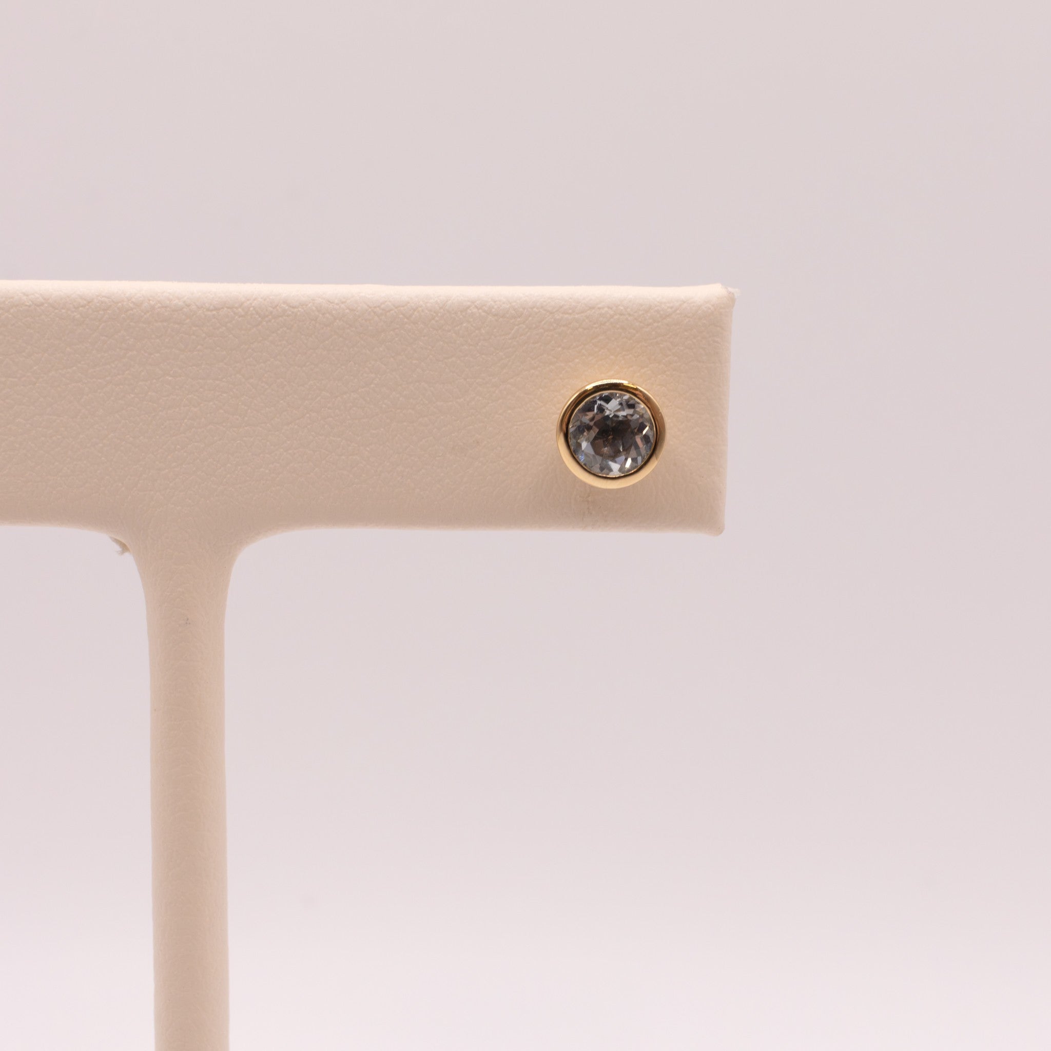 14KYG Aquamarine Bezel Set Stud Earrings