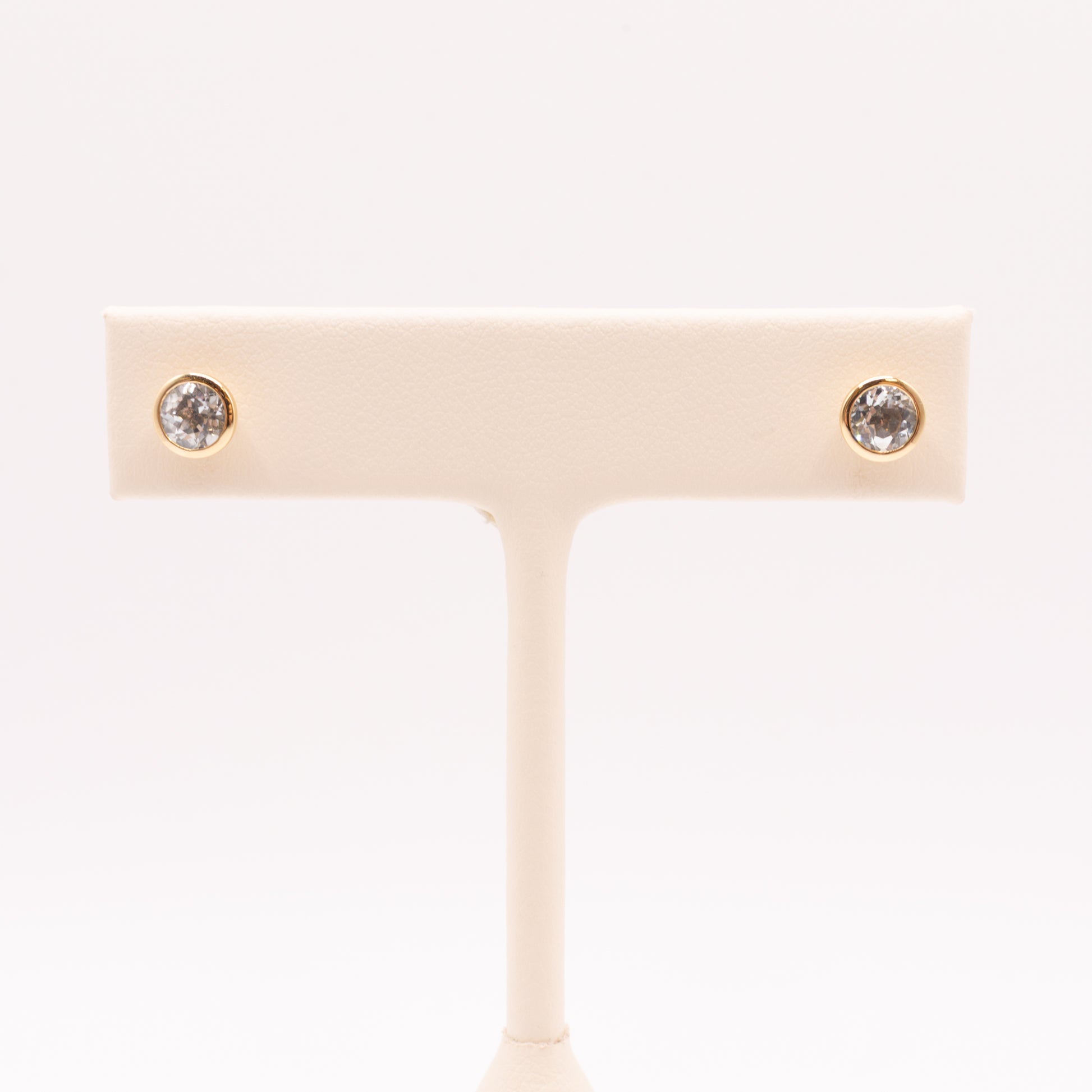 14KYG Aquamarine Bezel Set Stud Earrings