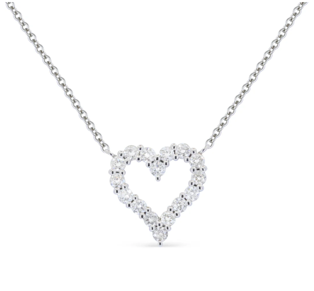 14KWG Diamond Fixed Open Heart Necklace