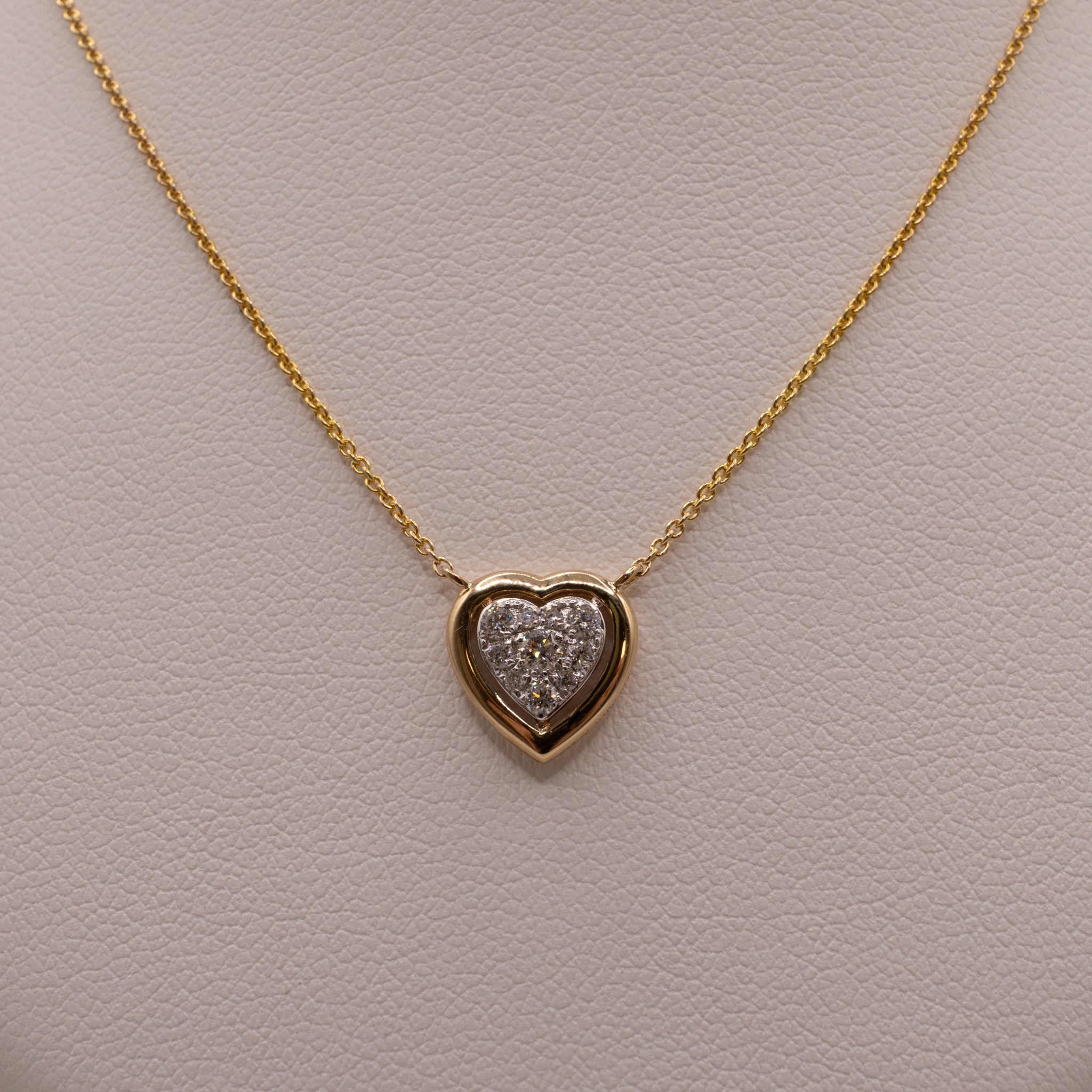 14K Two-Tone Diamond Framed Heart Necklace