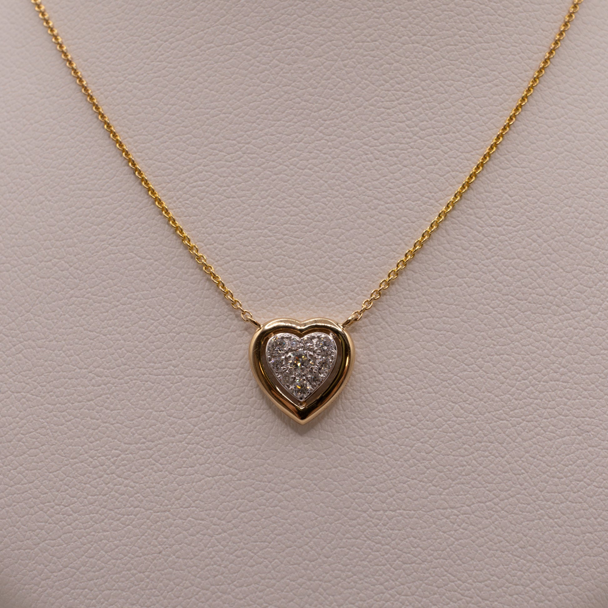 14K Two-Tone Diamond Framed Heart Necklace
