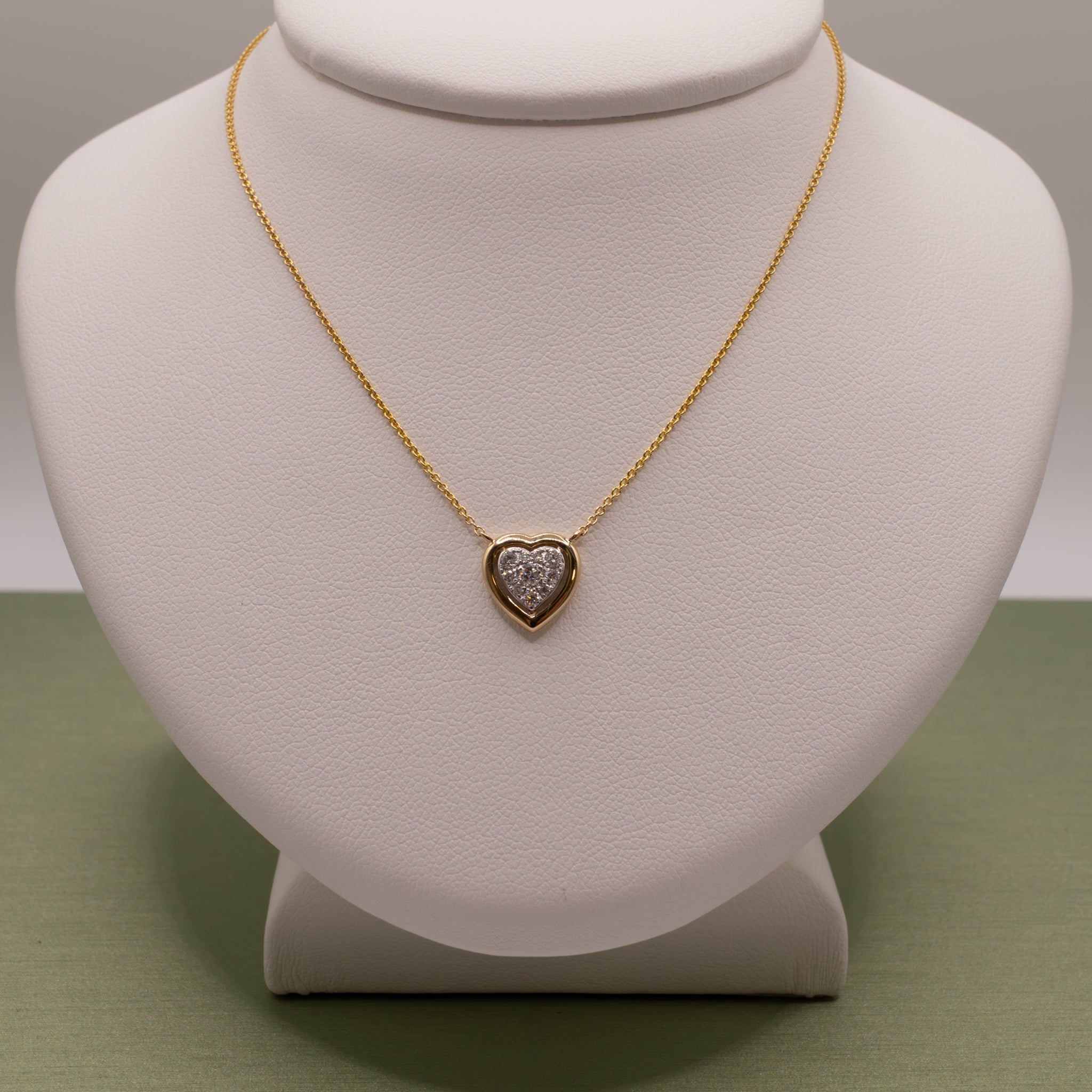 14K Two-Tone Diamond Framed Heart Necklace