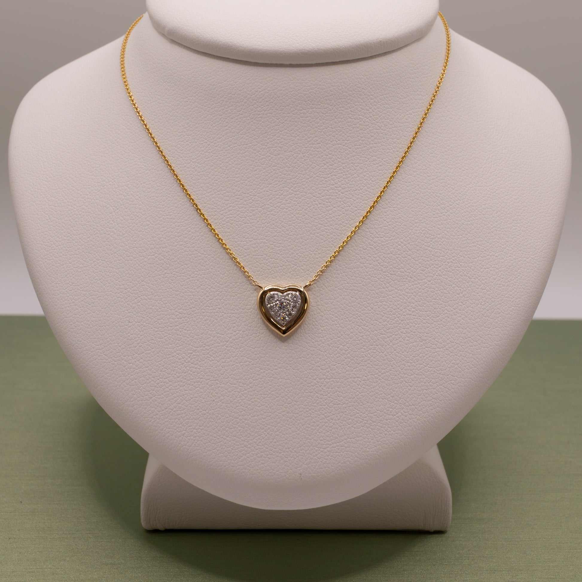 14K Two-Tone Diamond Framed Heart Necklace