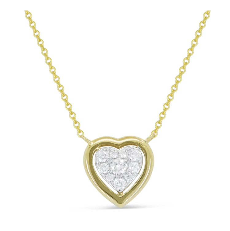 14K Two-Tone Diamond Framed Heart Necklace