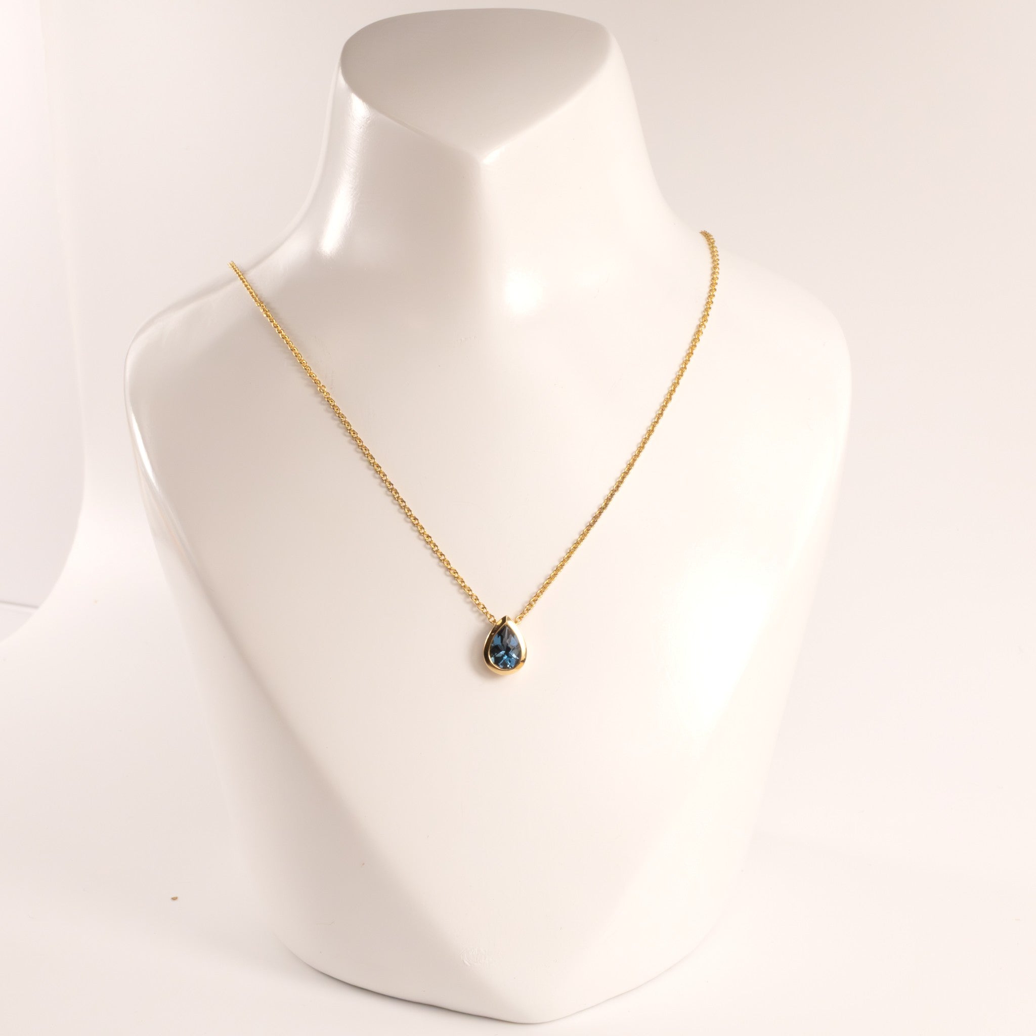 14KYG London Blue Topaz Bezel Set Necklace