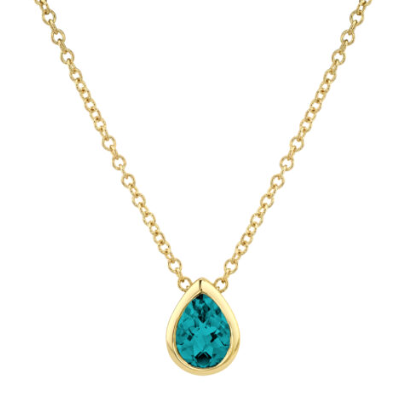 14KYG London Blue Topaz Bezel Set Necklace