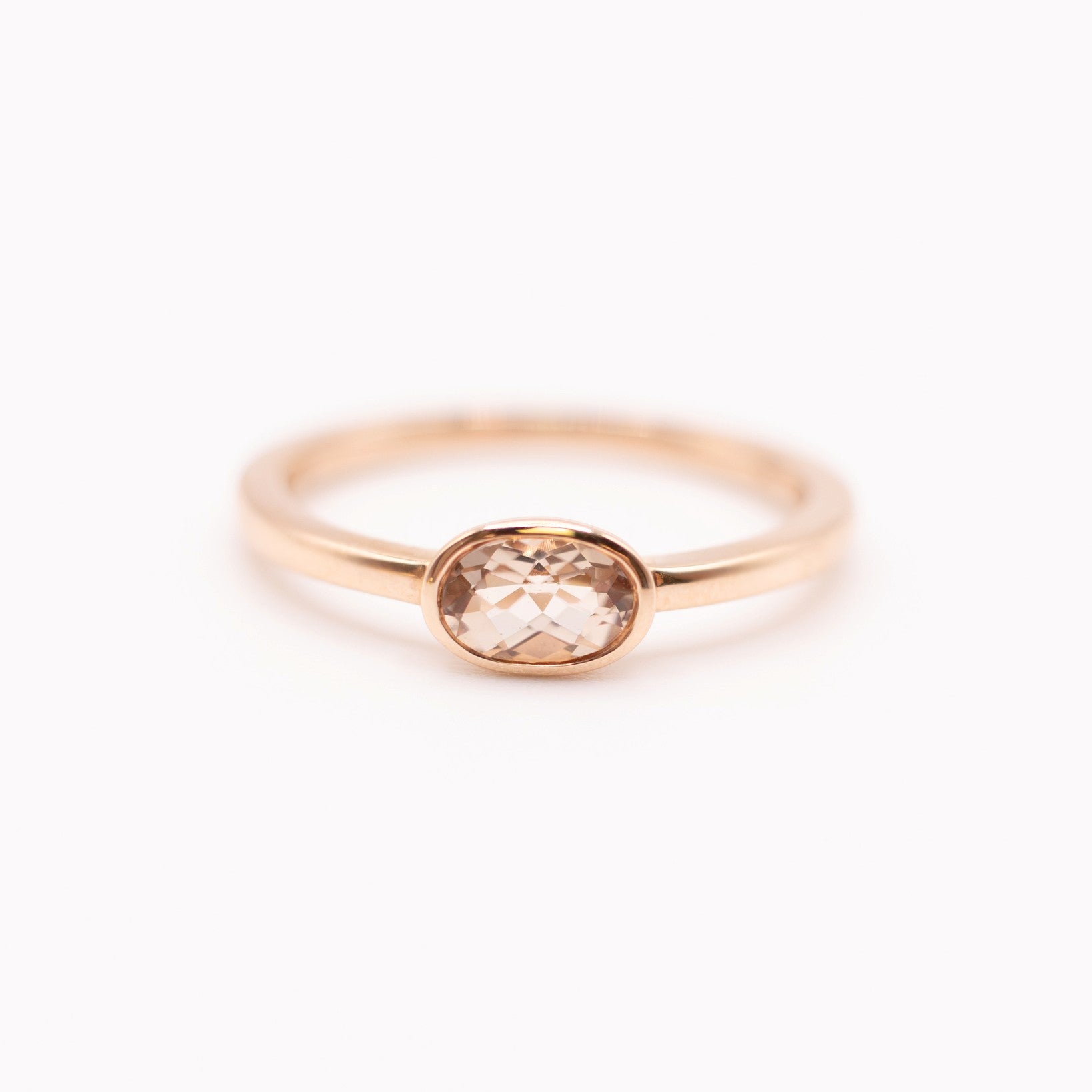 14KRG Morganite Bezel Set Ring