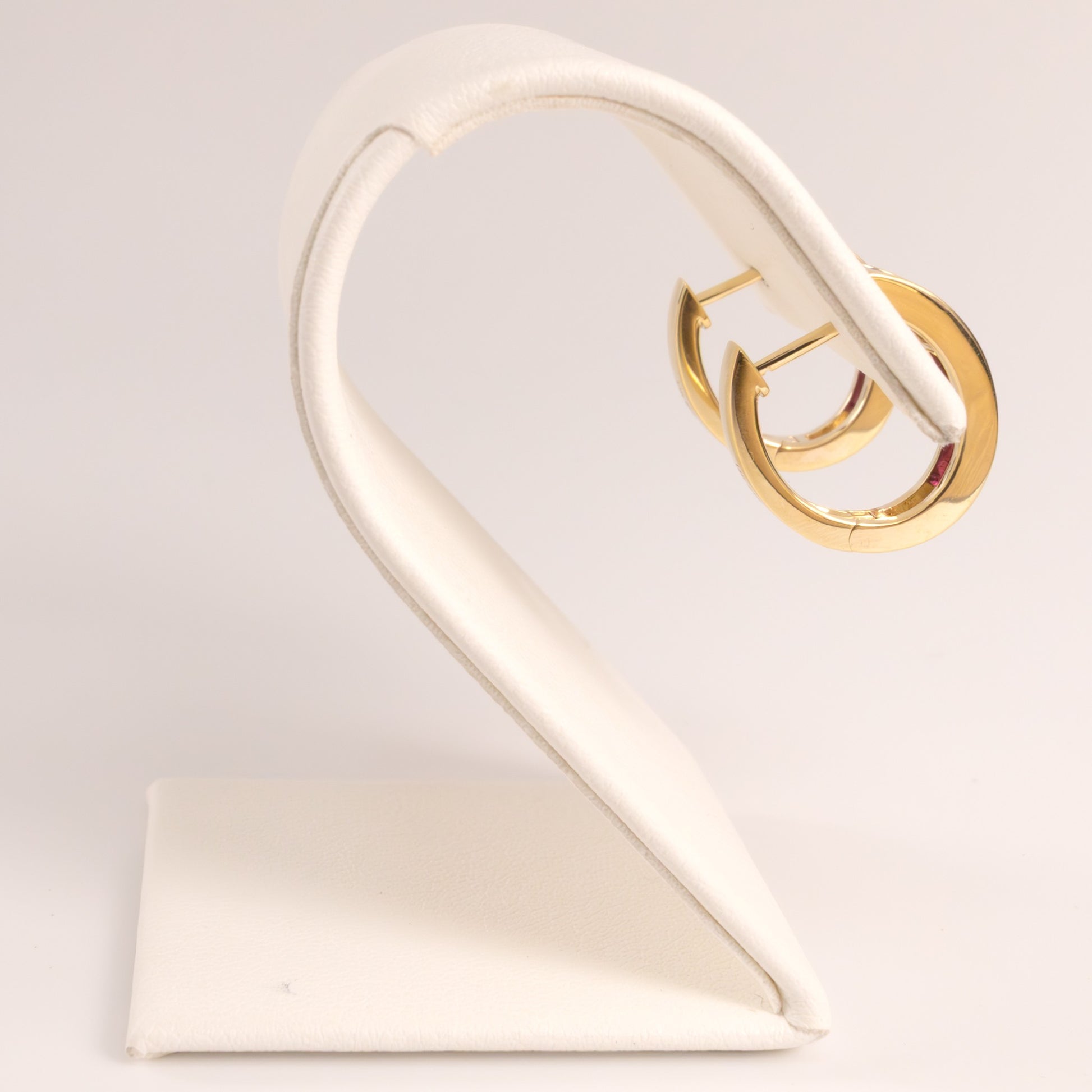 14KYG Ruby and Diamond Channel Set Huggie Hoop Earrings