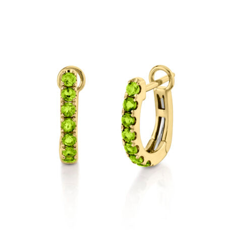 14KYG Peridot Huggie Hoop Earrings