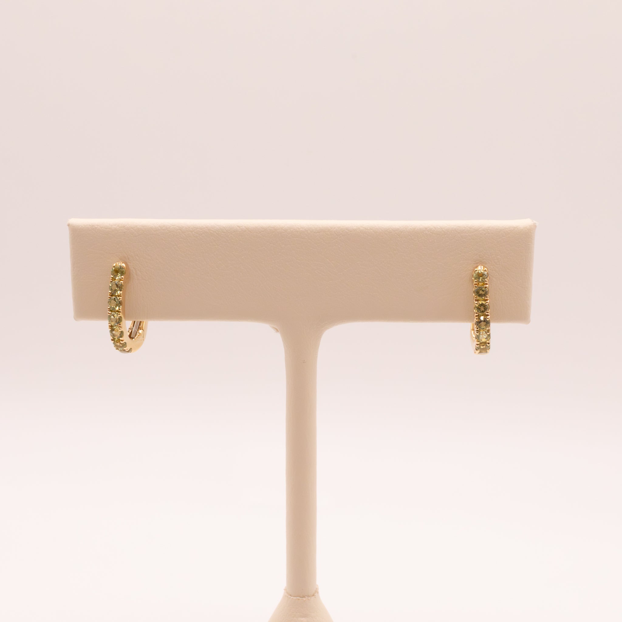 14KYG Peridot Huggie Hoop Earrings