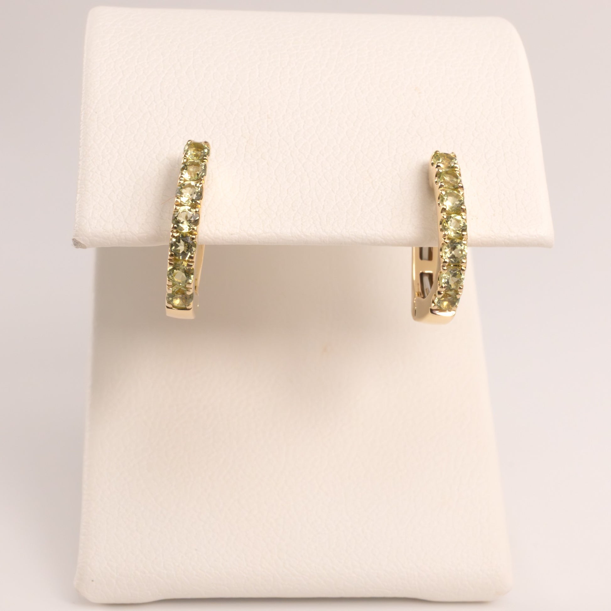 14KYG Peridot Huggie Hoop Earrings