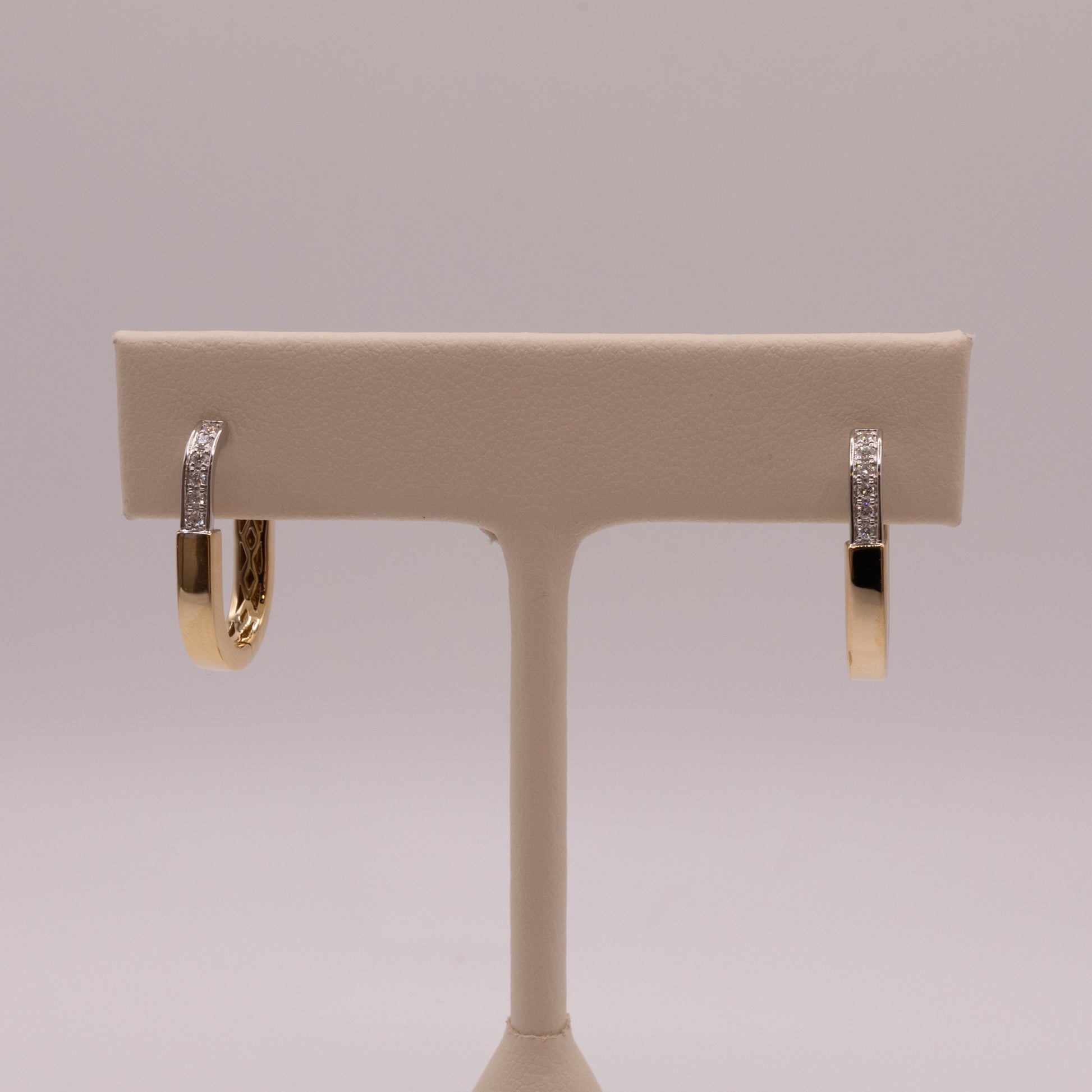 14K Two-Tone Diamond Oval Hoop Earrings