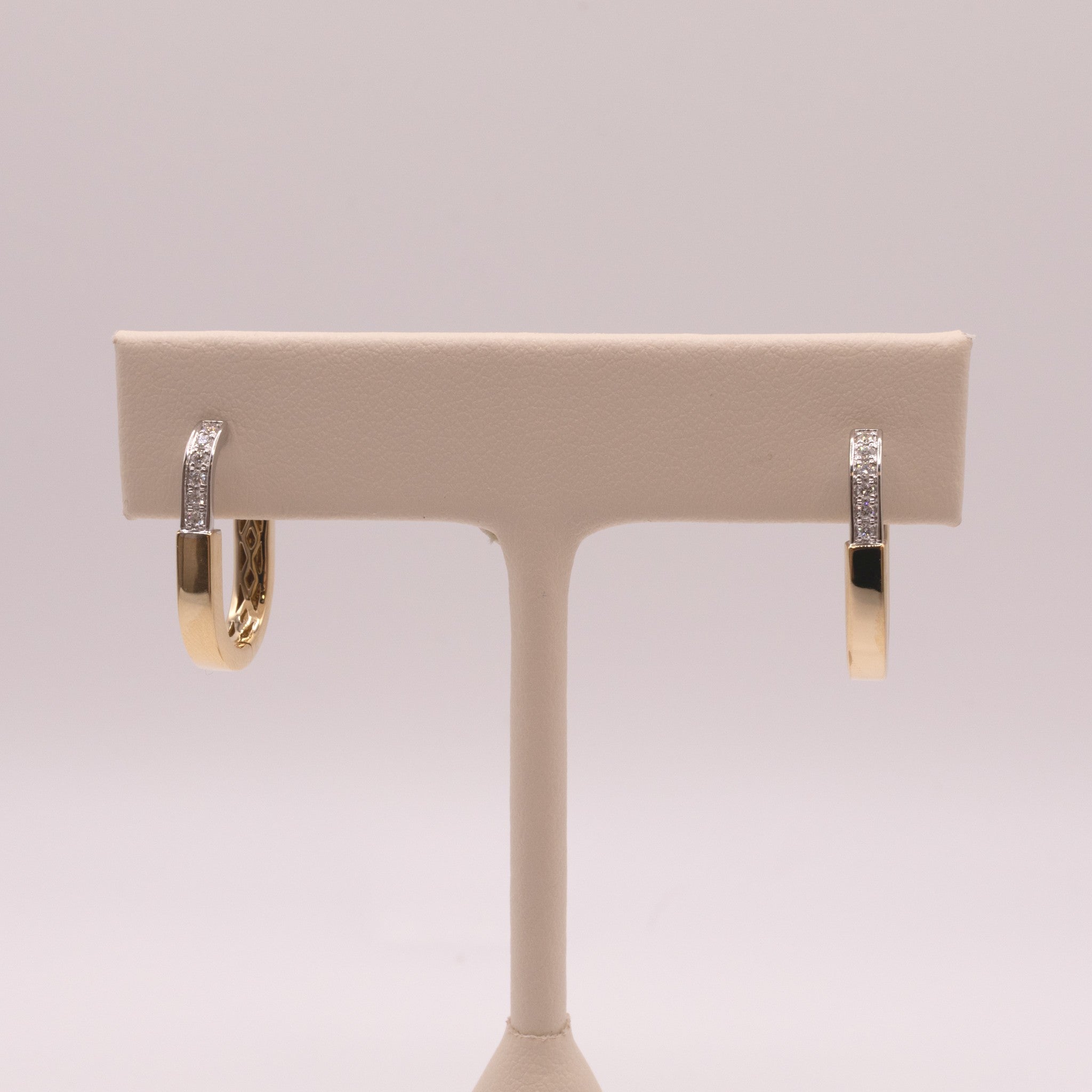 14K Two-Tone Diamond Oval Hoop Earrings